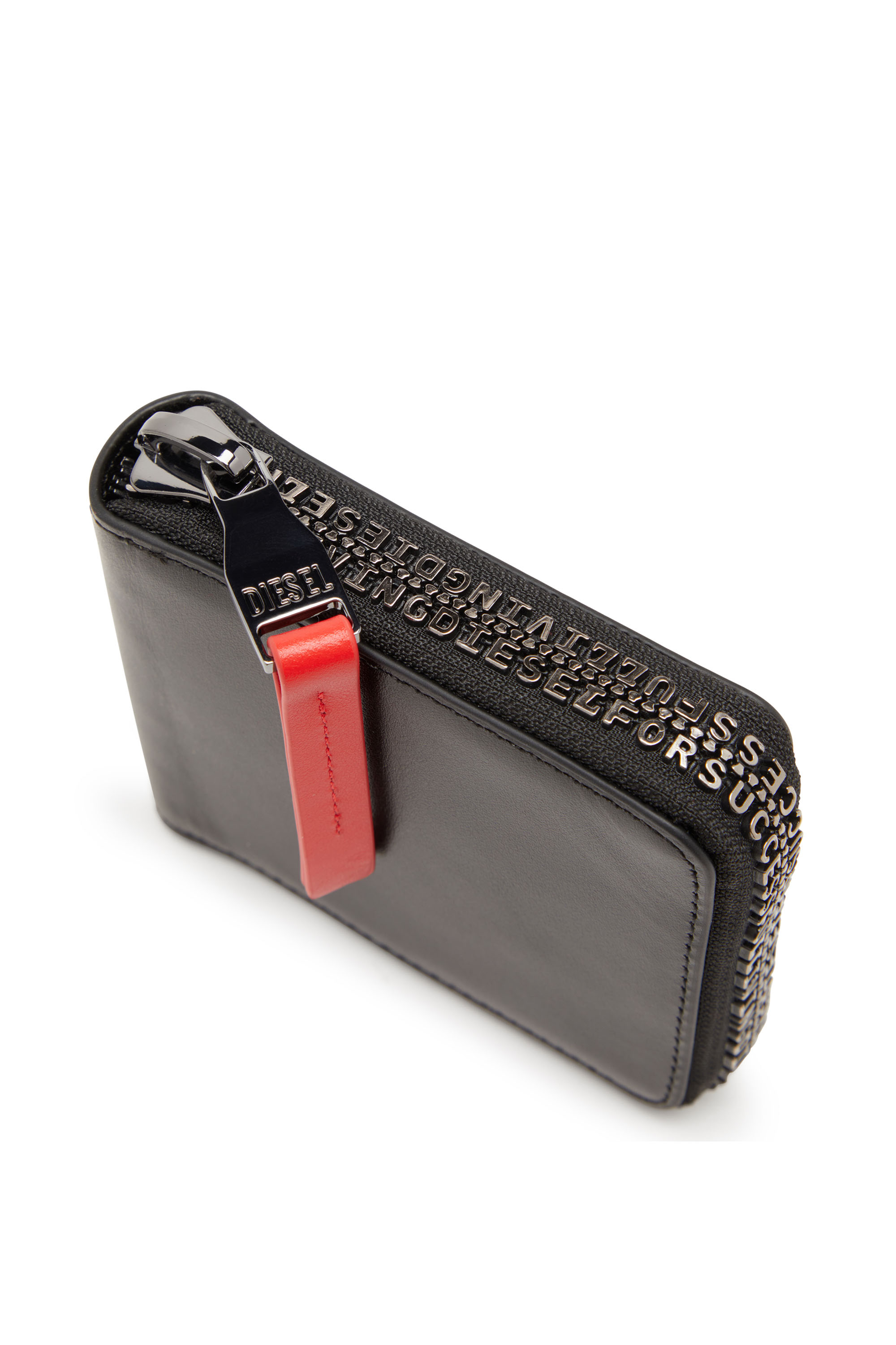 Diesel - ZIP-D BI-FOLD COIN ZIP XS, Man Leather zip wallet with logo zip in Black - Image 5