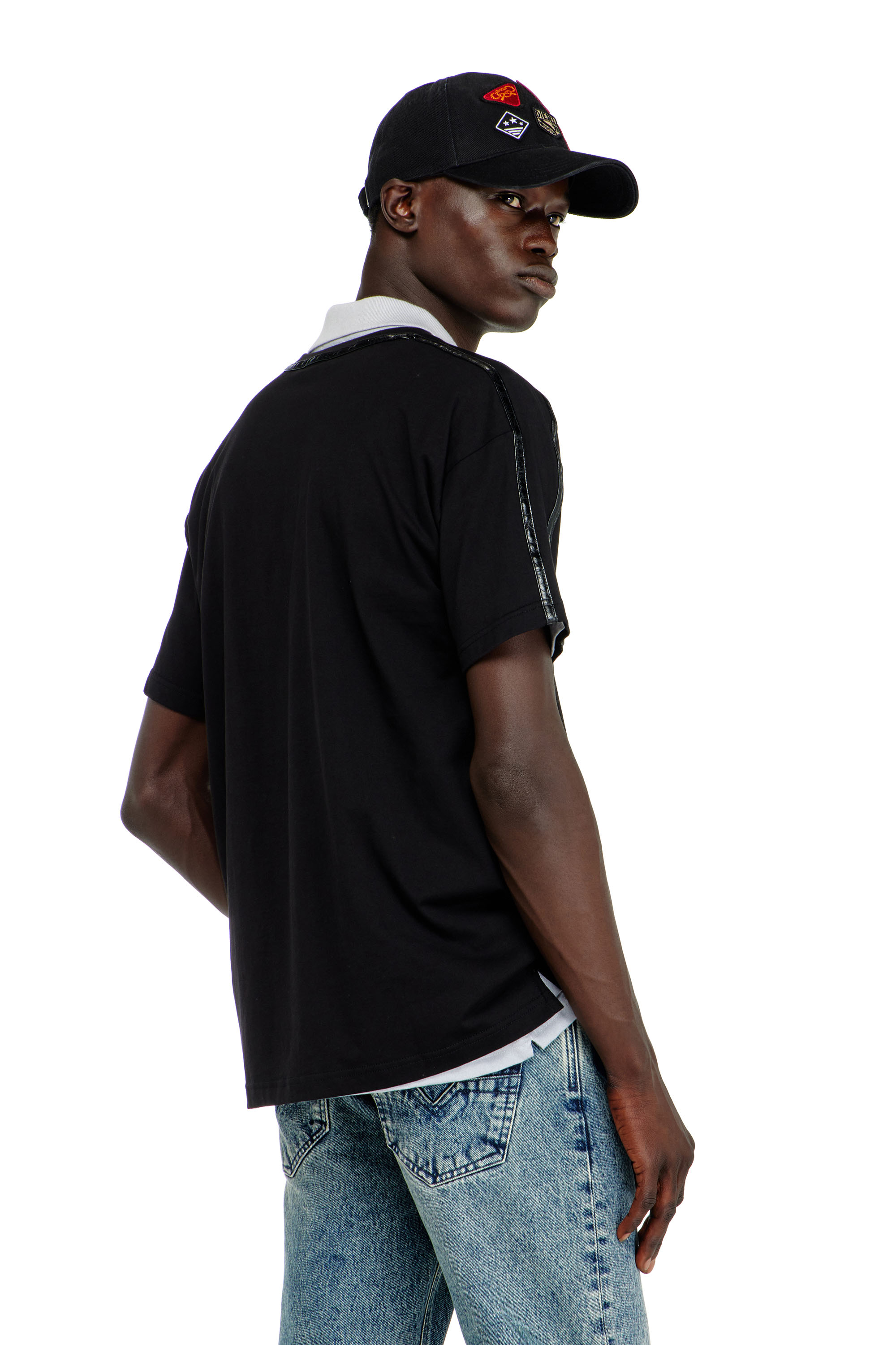 Diesel - T-NORM-FL, Man's T-shirt with contrast trims and logo patch in null - 4