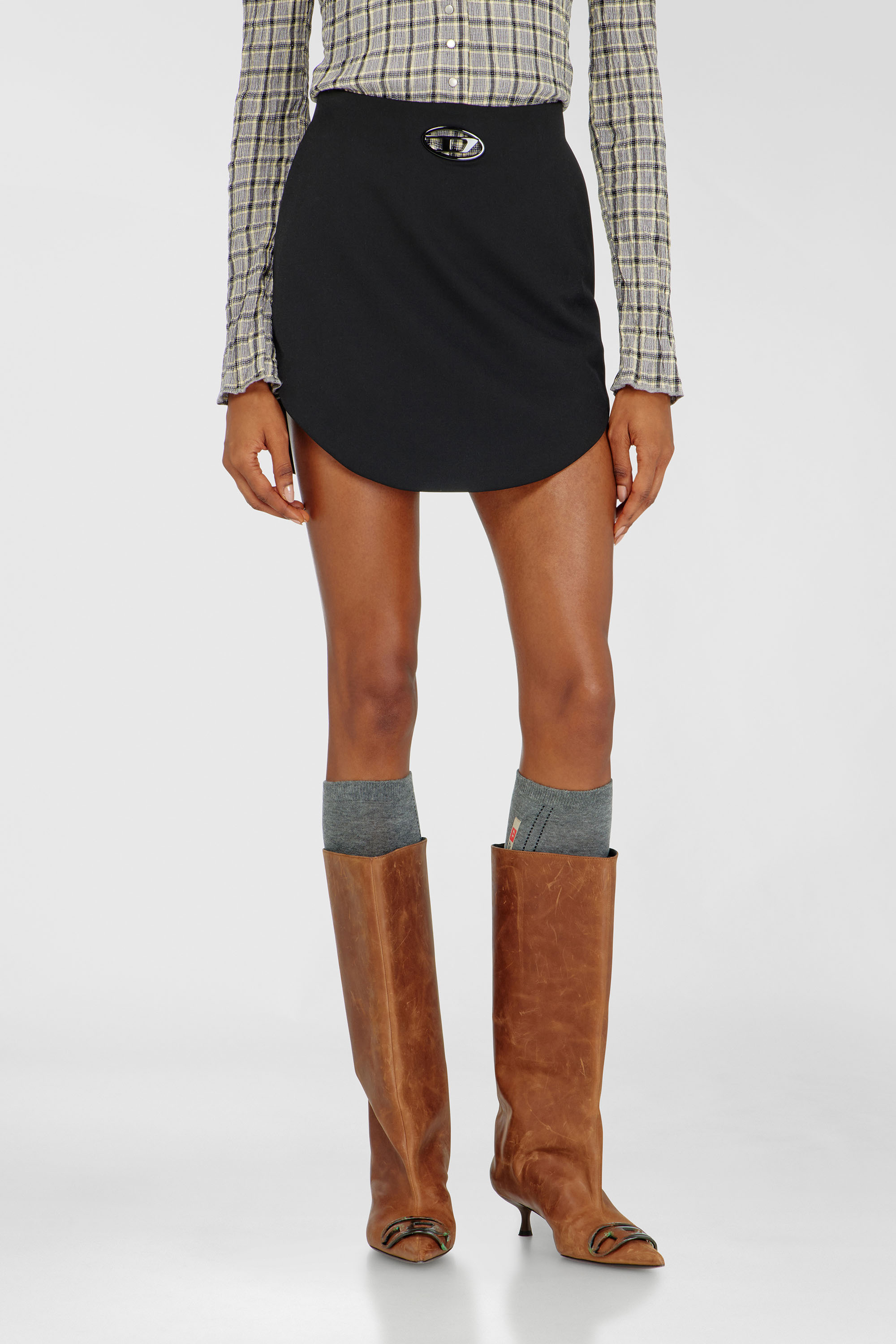 Diesel - O-LIVERY, Woman's Wool-blend miniskirt with Oval D plaque in Black - 1