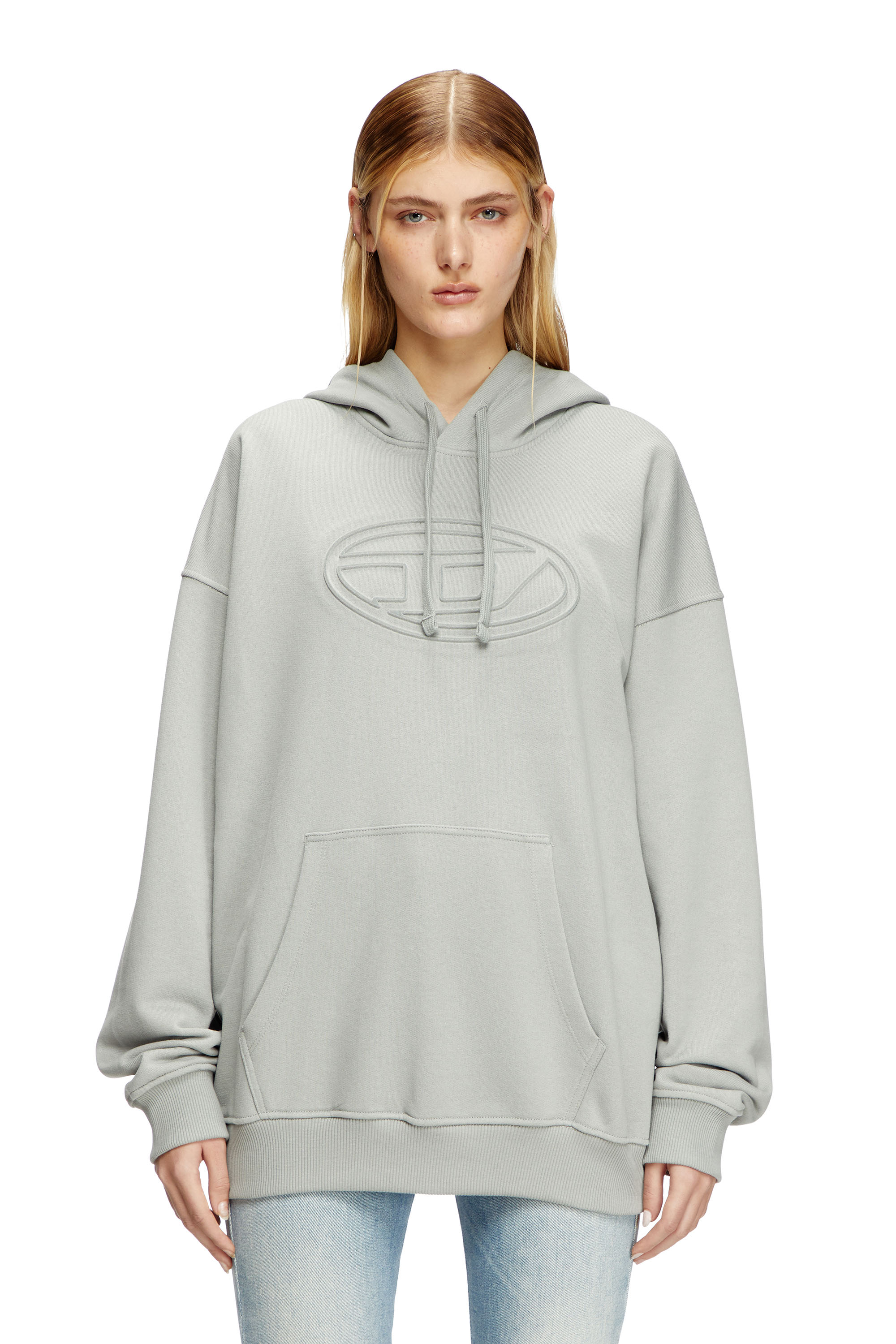 Diesel - S-UMMER-BIGOVAL, Man's Hoodie with embossed Oval D in Light Grey - 6