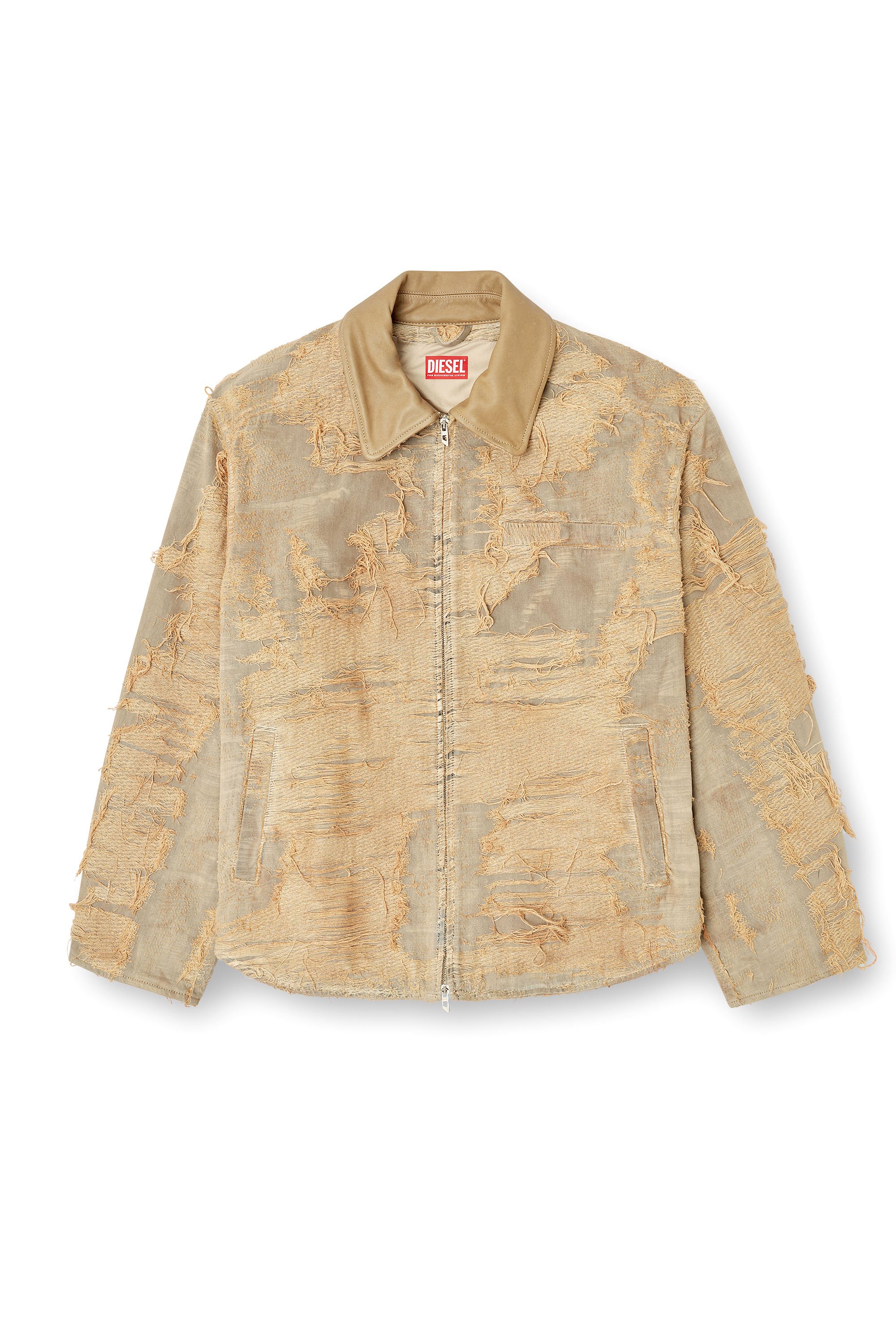 Diesel - D-IVAR-FSG, Man's Jacket in overdyed floating-thread denim in Light Brown - 3