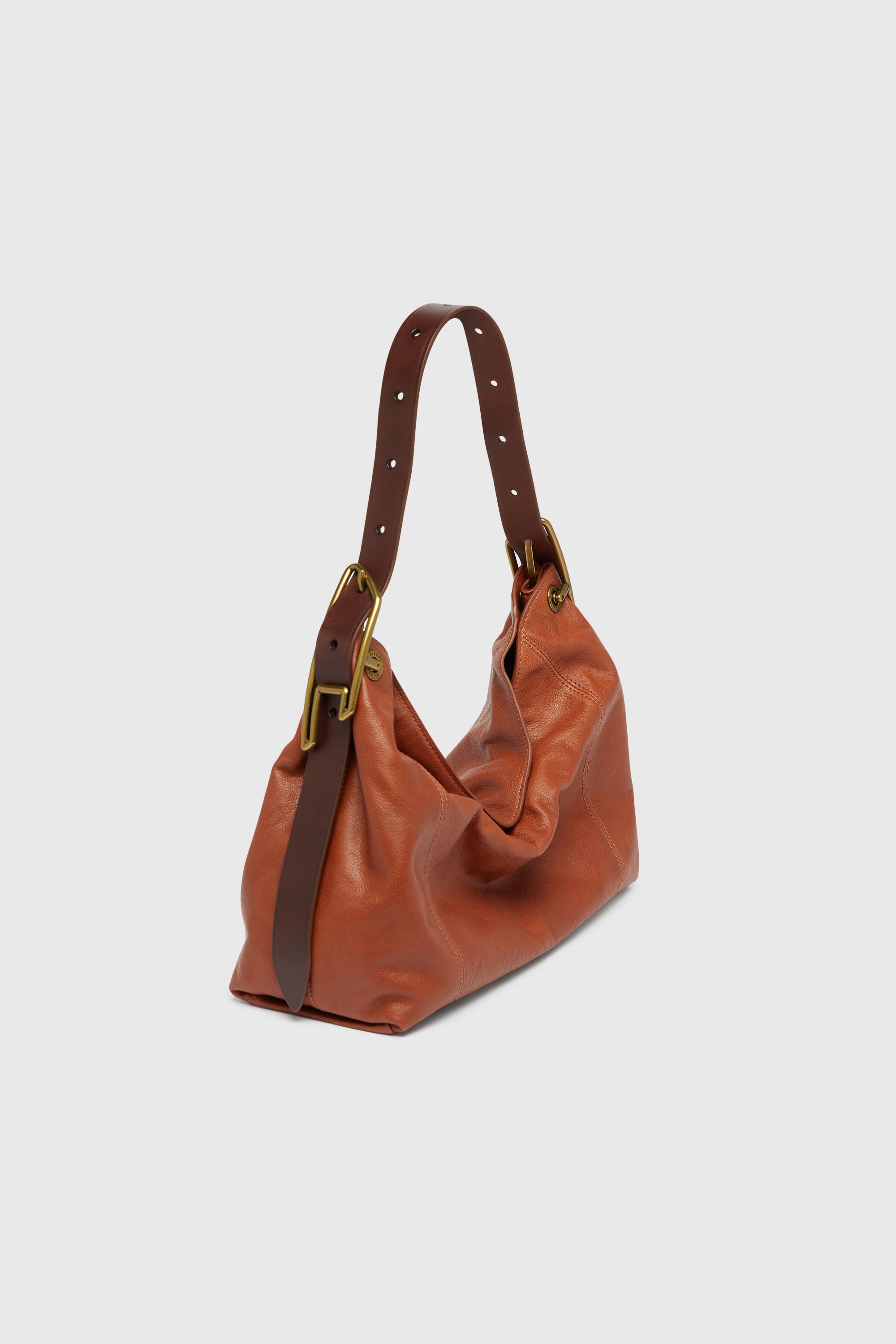 Diesel - D-LINE HOBO S, Woman's D-Line-Shoulder bag in shiny leather in Brown - 7