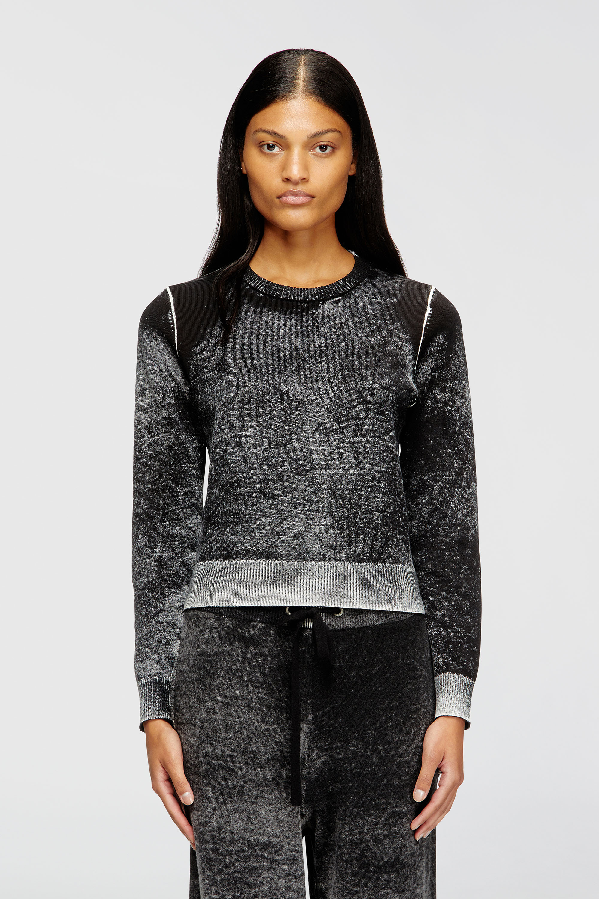 Diesel - M-LOVRE, Woman's Jumper with faded reverse print in Grey/Black - 3