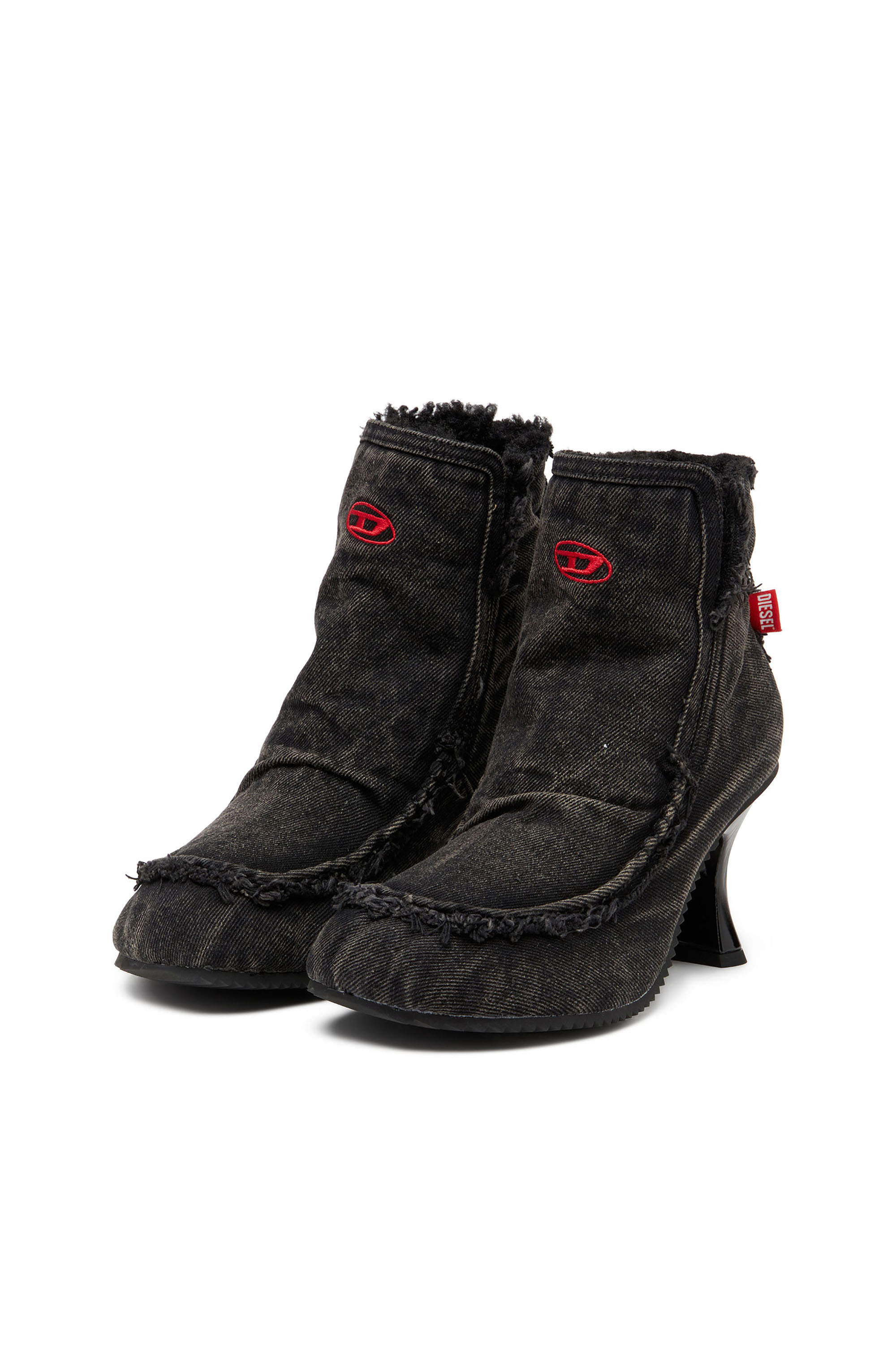 Diesel - D-WOODSTOCK HEEL AB, Woman's D-Woodstock - Denim boots with heel in Black - 9