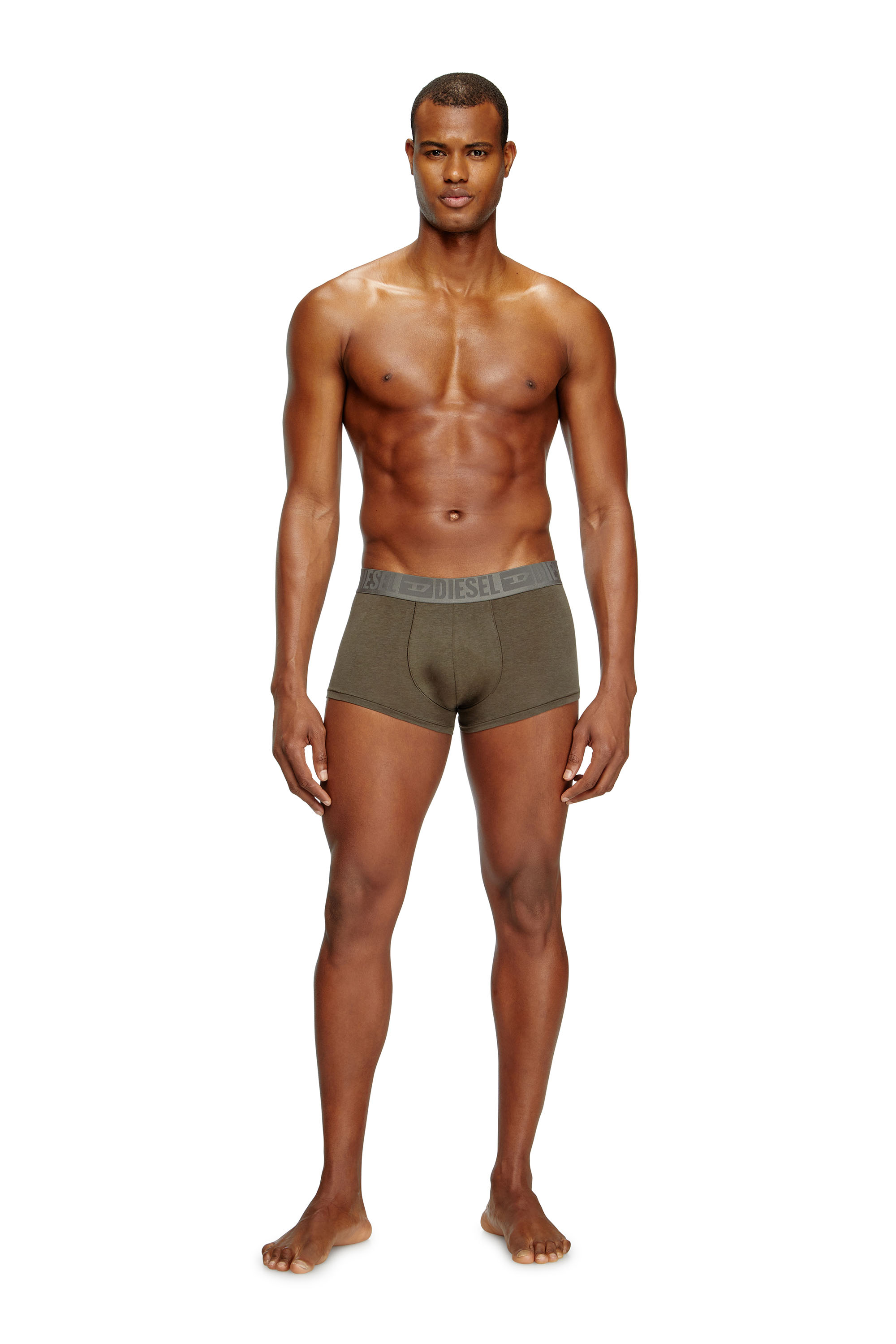 Diesel - BENJAMIN-D-MONO-3PACK, Man's Three-pack plain boxer briefs in Green/Black - 1