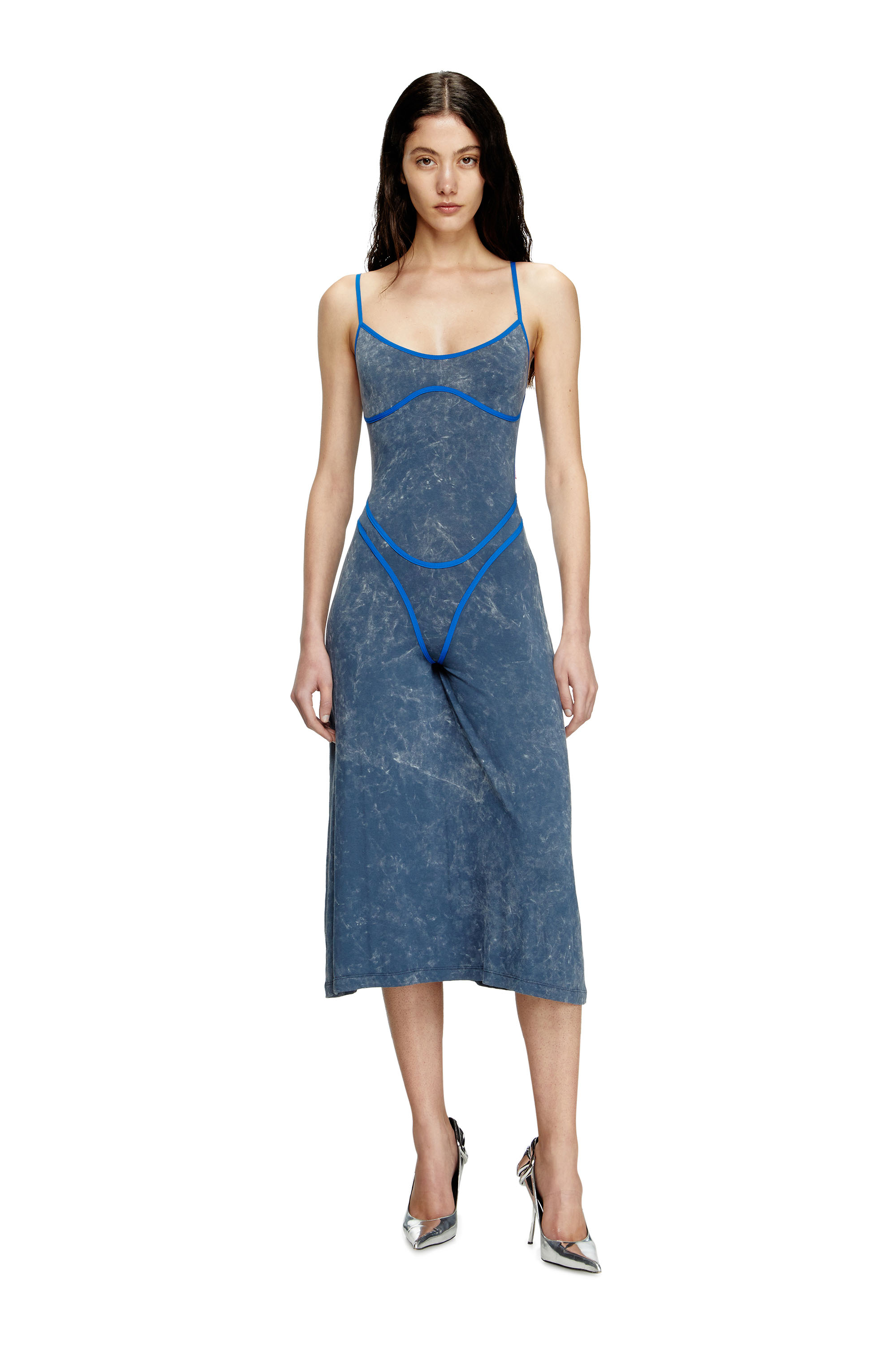 Diesel - D-WOW, Woman's Strappy dress with underwear detail in Blue - 2