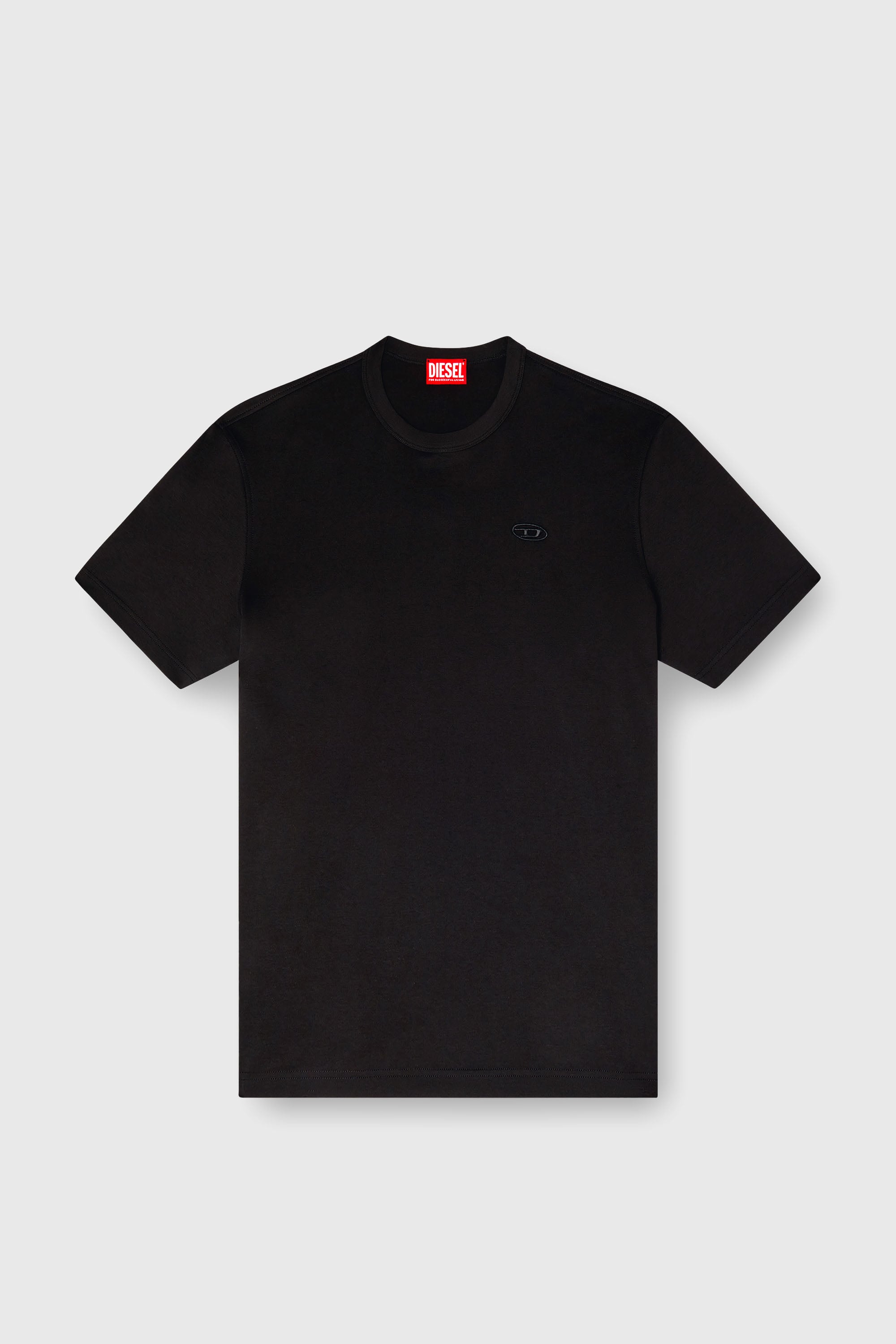 Diesel - T-ADJUST-SLITS-R17, Man's T-shirt with tonal logo embroidery in Black - 2