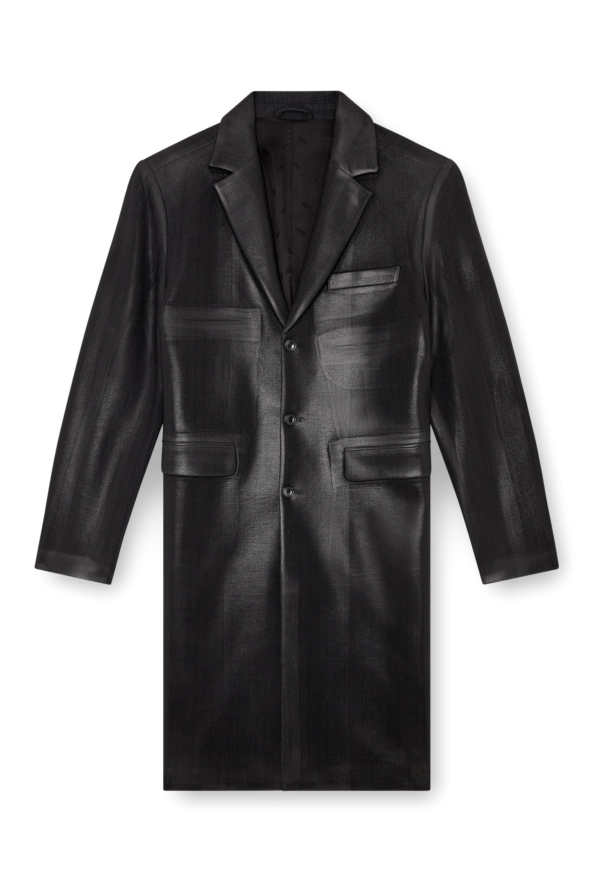 Diesel - J-DENNER, Man Coat in pinstriped cool wool in Black - Image 3