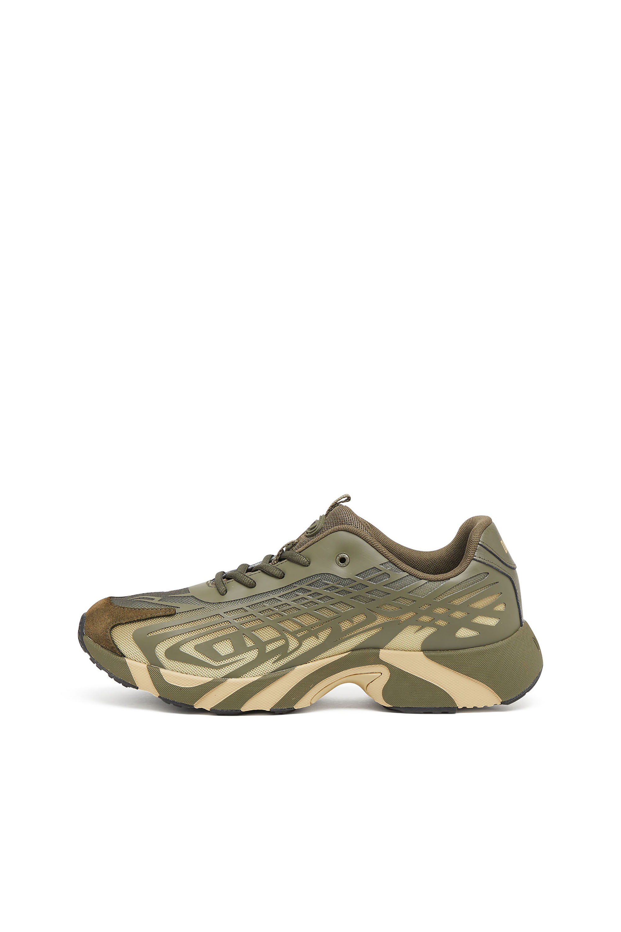 Diesel - S-D-VIT'S 500 LOW, Man's D-Vit-Sneakers in striped dégradé mesh in Green/Brown - 8