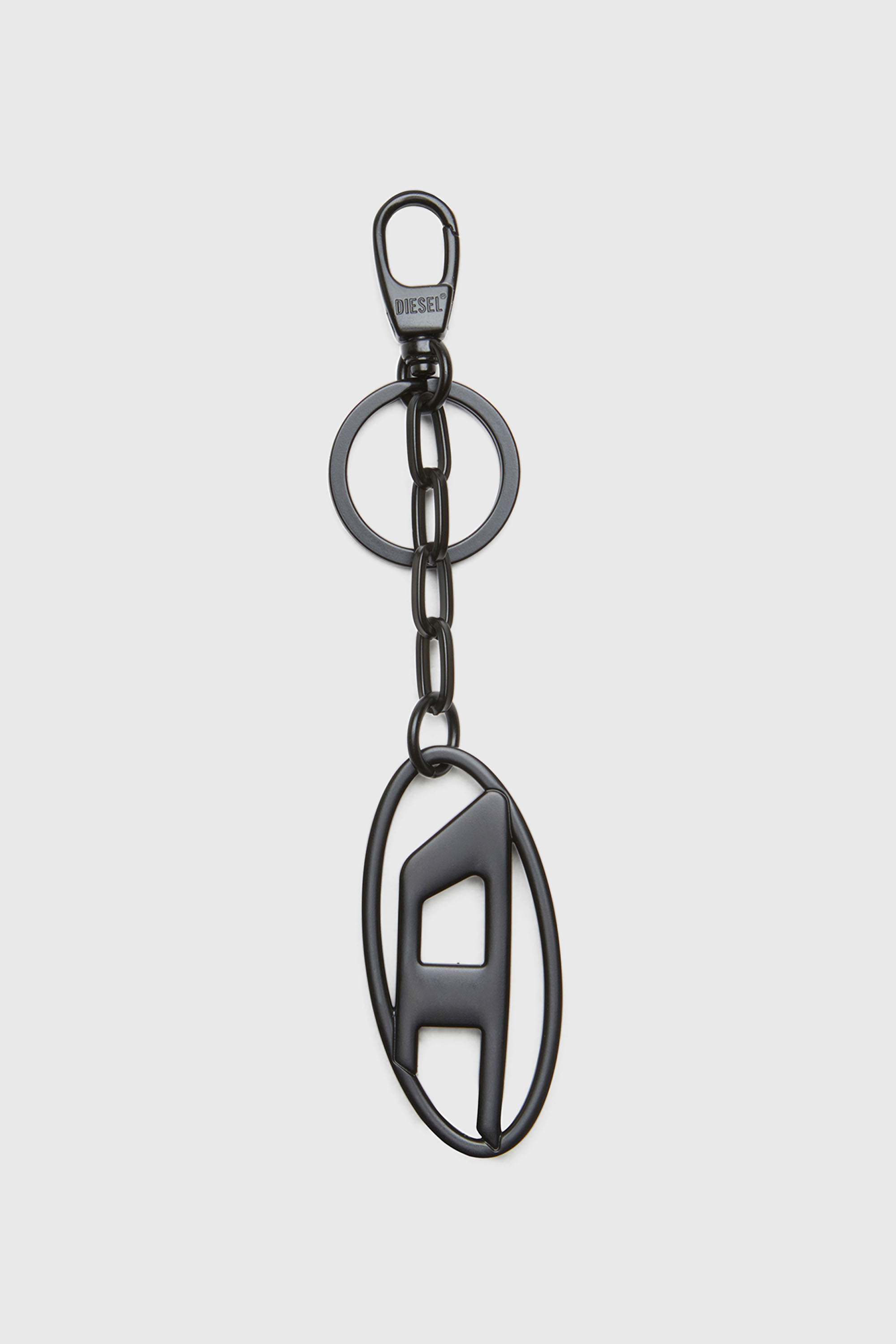 Diesel - HOLY-C, Woman's Metal Oval D keyring with crystals in Black/Silver - 2