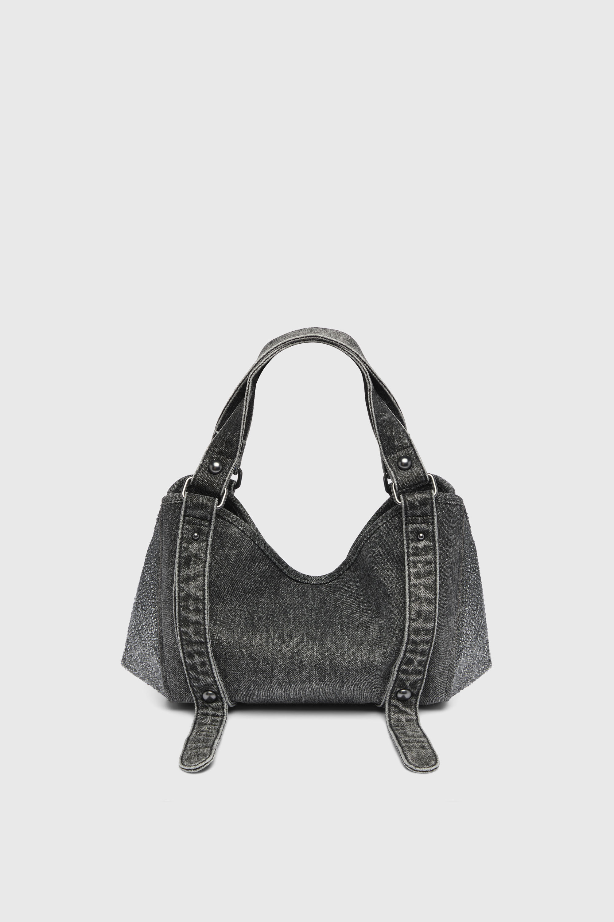 Diesel - D-ONE TOPHANDLE S, Woman's D-One-Small top-handle bag in crystal solarised denim in Black - 4