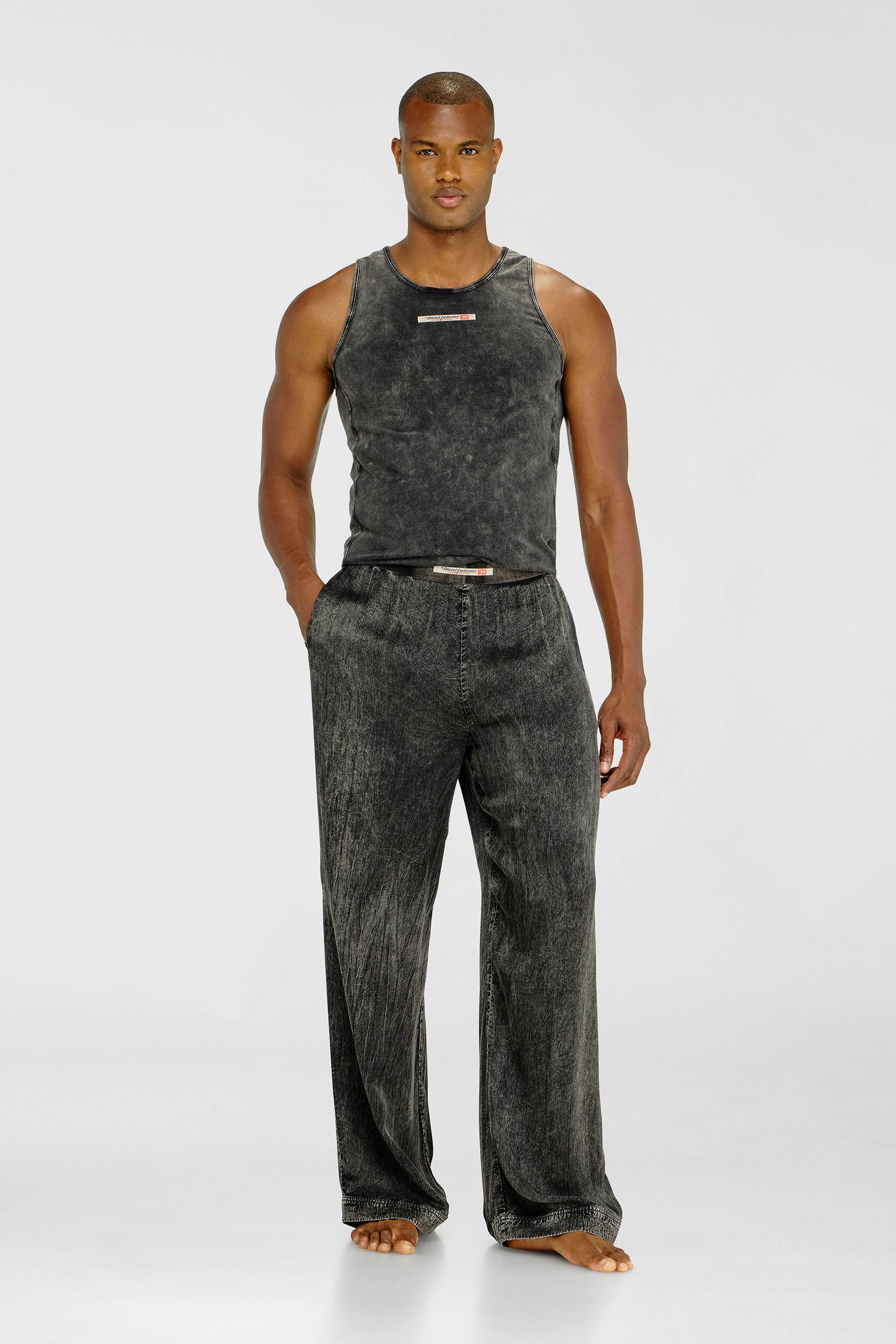 Diesel - ZAYNE-DNM, Man's Viscose pants with a fluid fit in Dark grey - 1