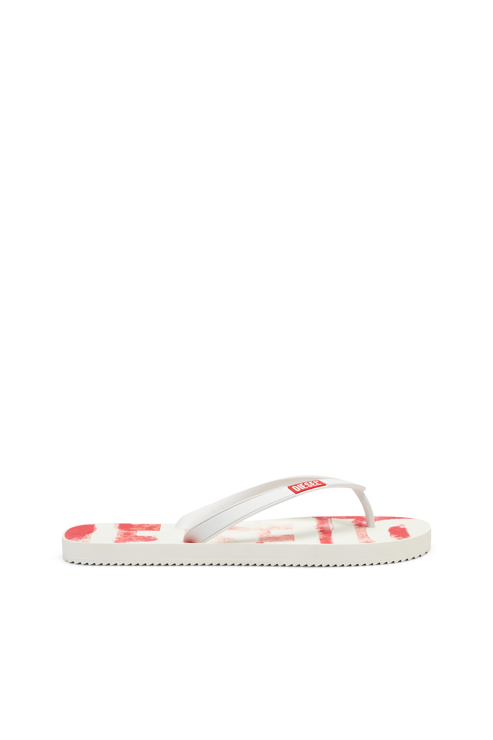 Diesel - SA-RIO, Man's Sa-Rio-Rubber flip-flops with graffiti logo in White/Red - 1