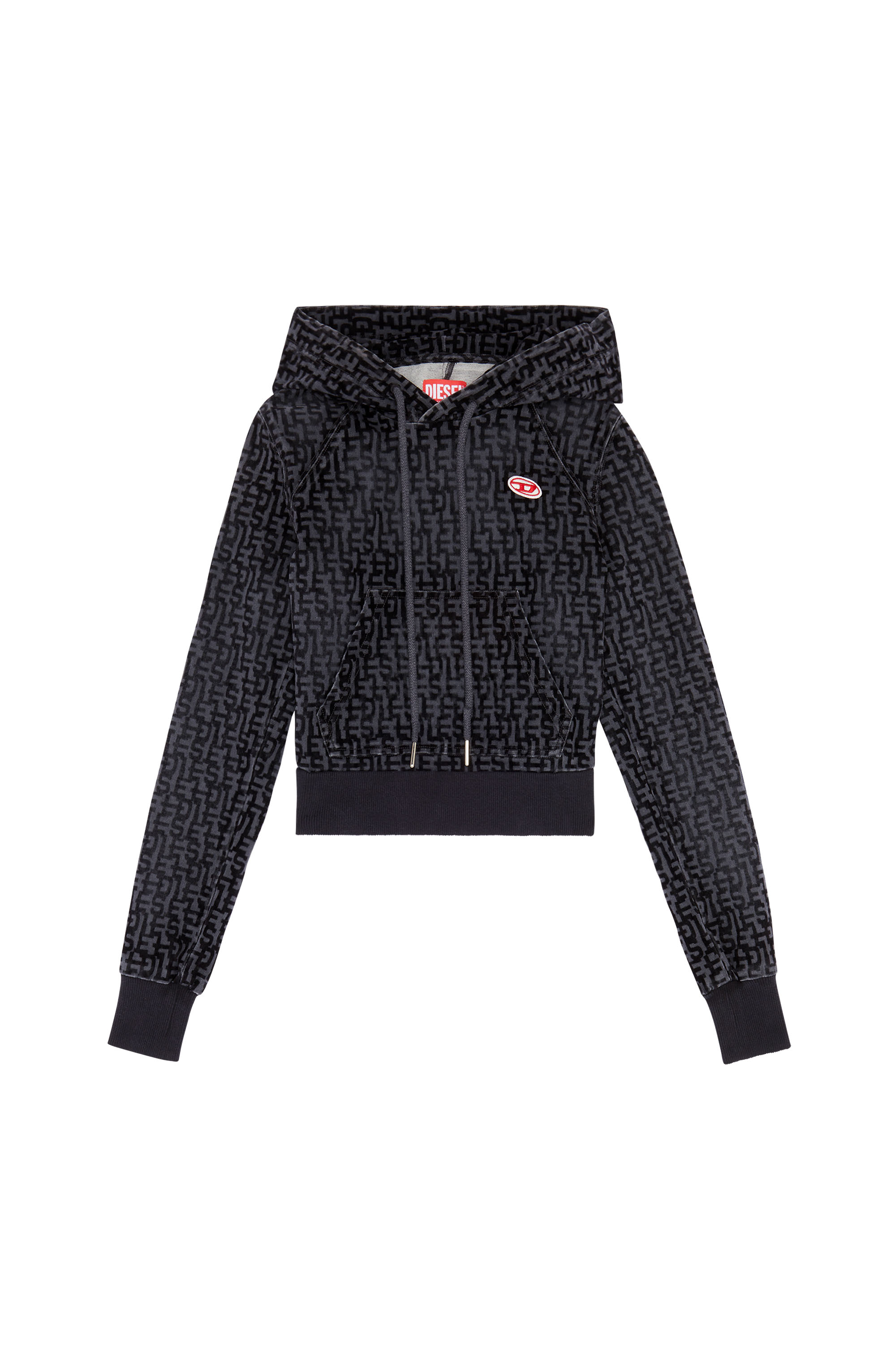 Diesel - D-ANGY TRACK DENIM HOODIE, Black/Dark grey - Image 3