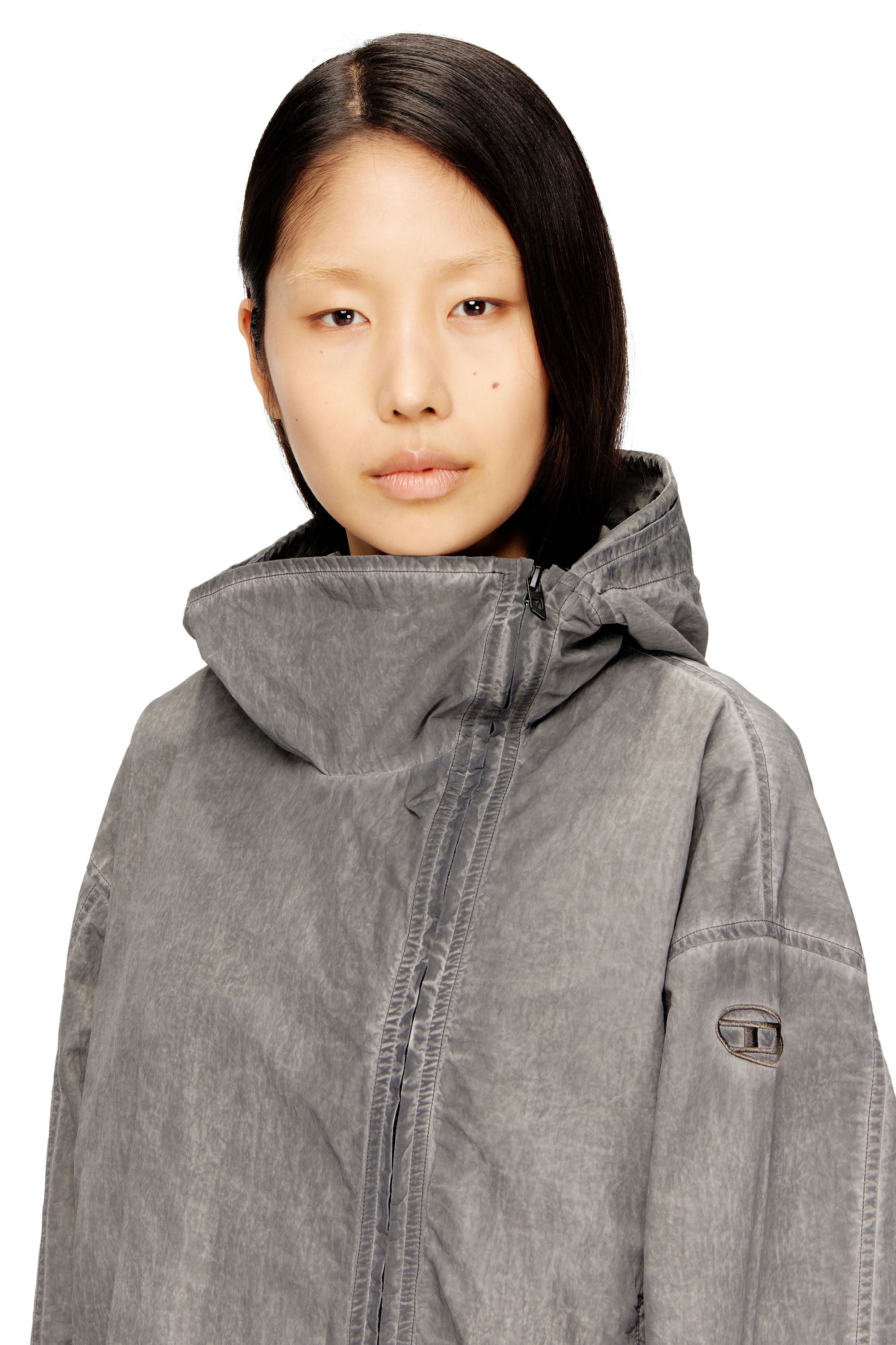 Diesel - G-ORILLA, Woman's Hooded windbreaker in treated Taslan in Dark grey - 4