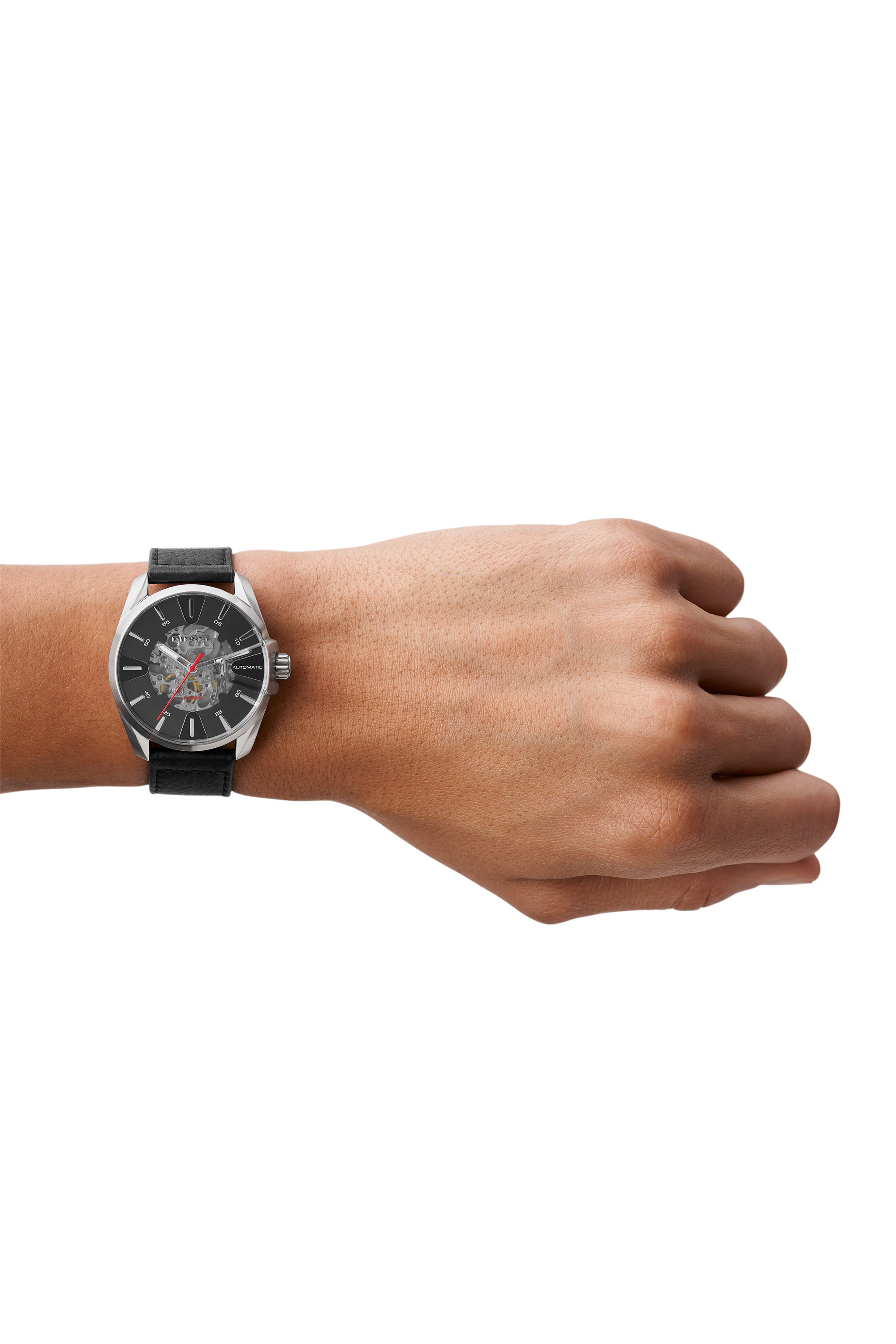 Diesel - DZ1966, Man's MS9 automatic three-hand black leather watch in Black - 4