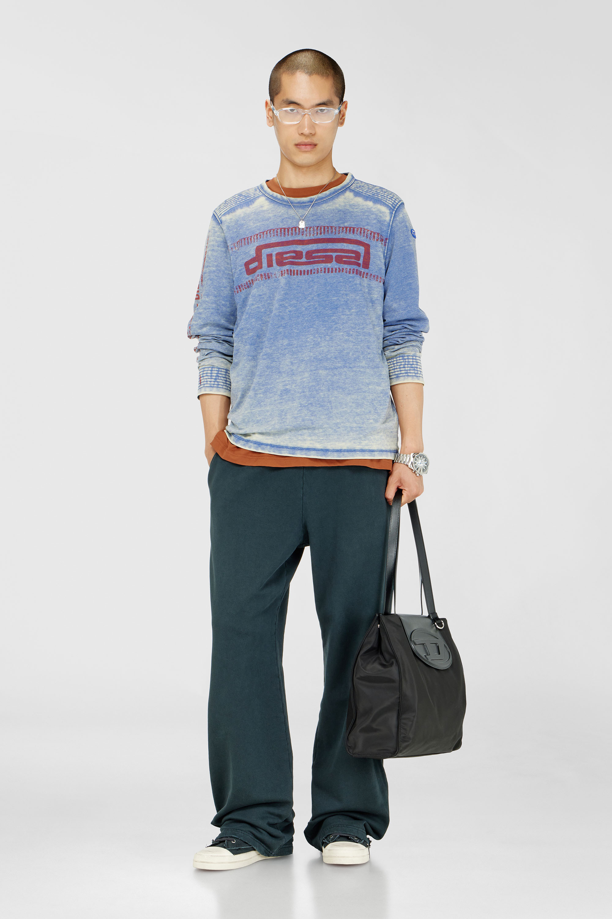 Diesel - P-MARTAINS-CRYSTALS, Man's Distressed sweatpants with crystal details in Dark Green - 2
