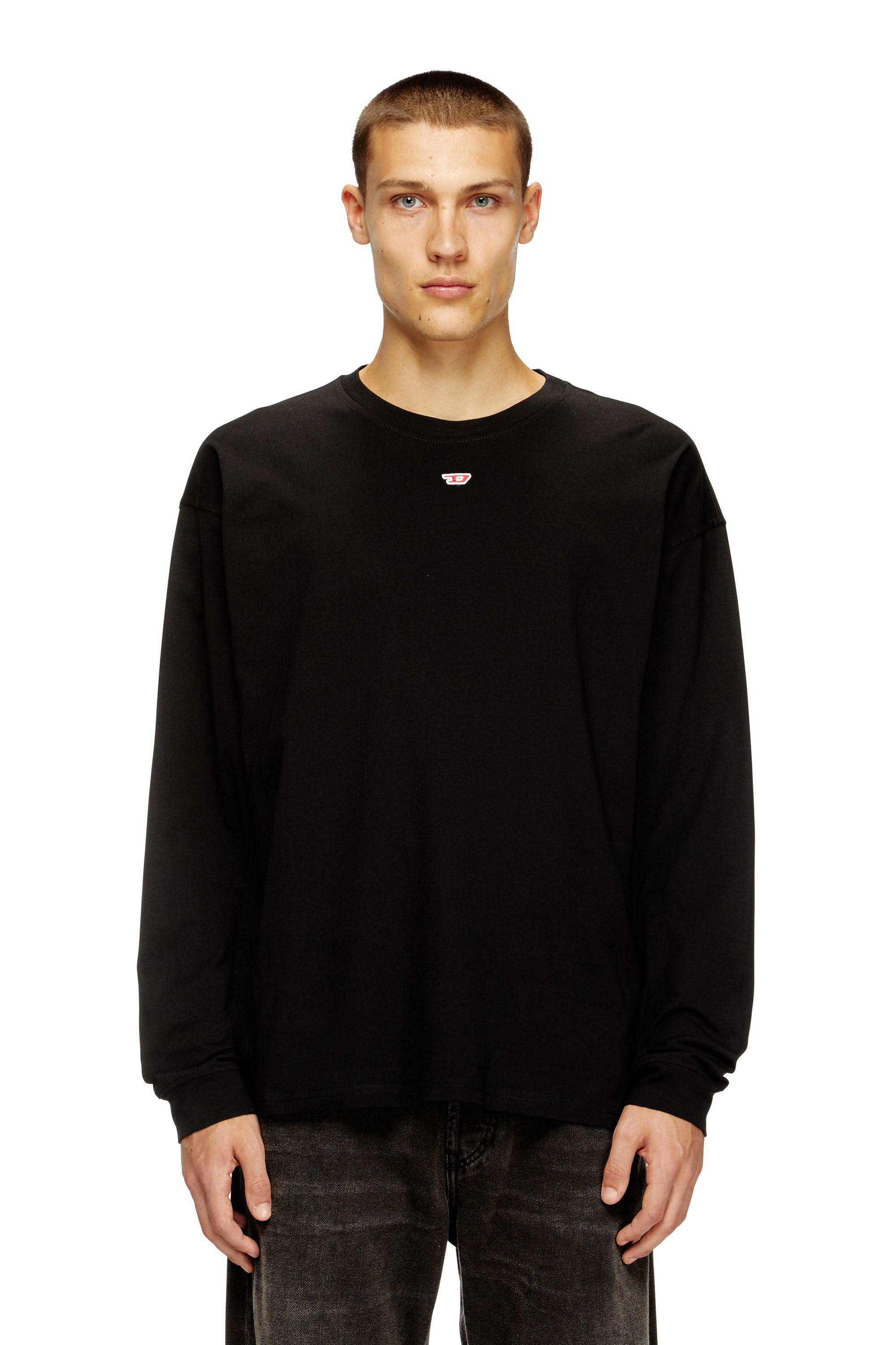 Diesel - T-BOXT-LS-D, Unisex's Longs-sleeve T-shirt with D patch in Black - 1
