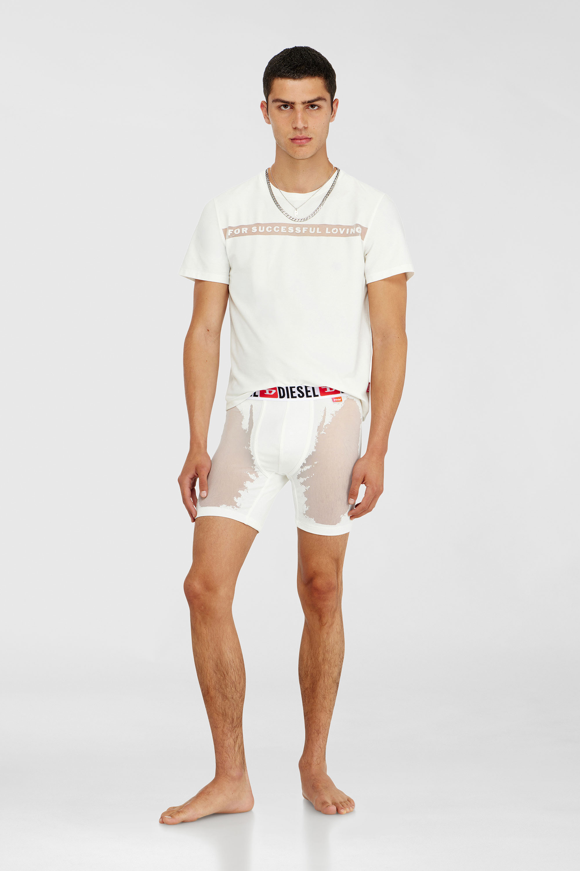 Diesel - PR-MAX-D-CORE, Man's Boxer briefs with sheer devor&eacute; effect in White - 2