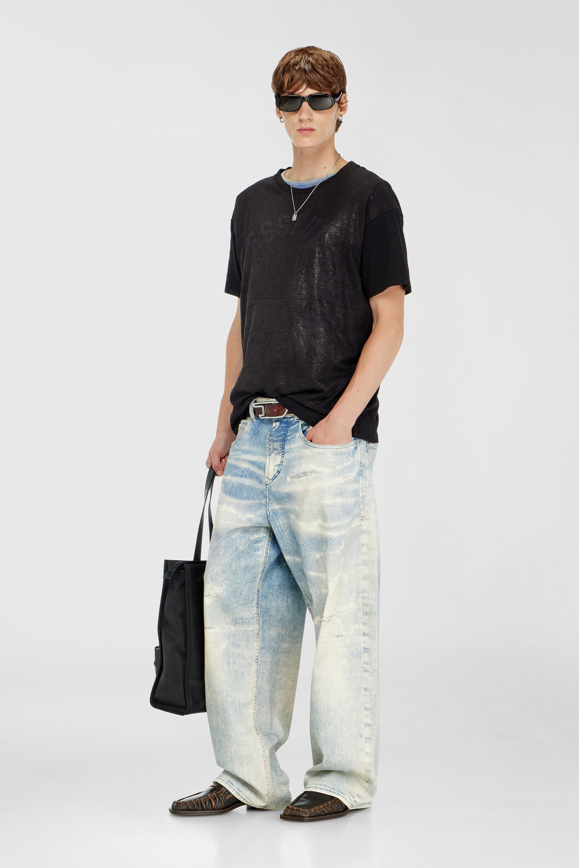 Cotton crew-neck T-shirt with foil print