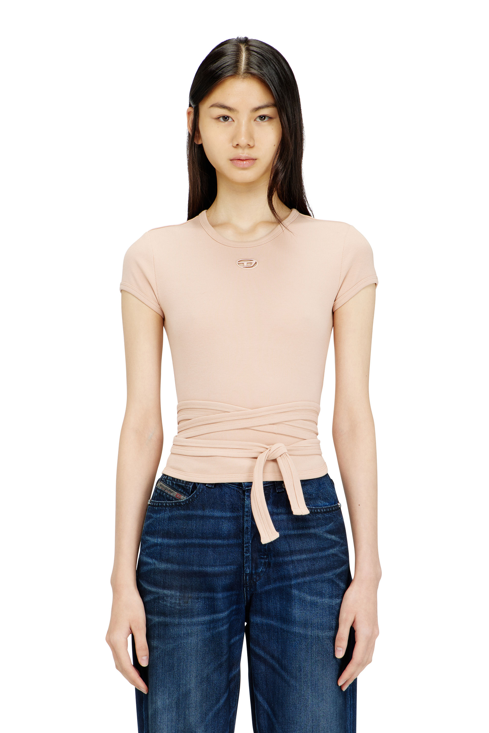 Diesel - T-BUNNY-TAIL-S1, Woman's Ribbed top with wrap-around laces in null - 2