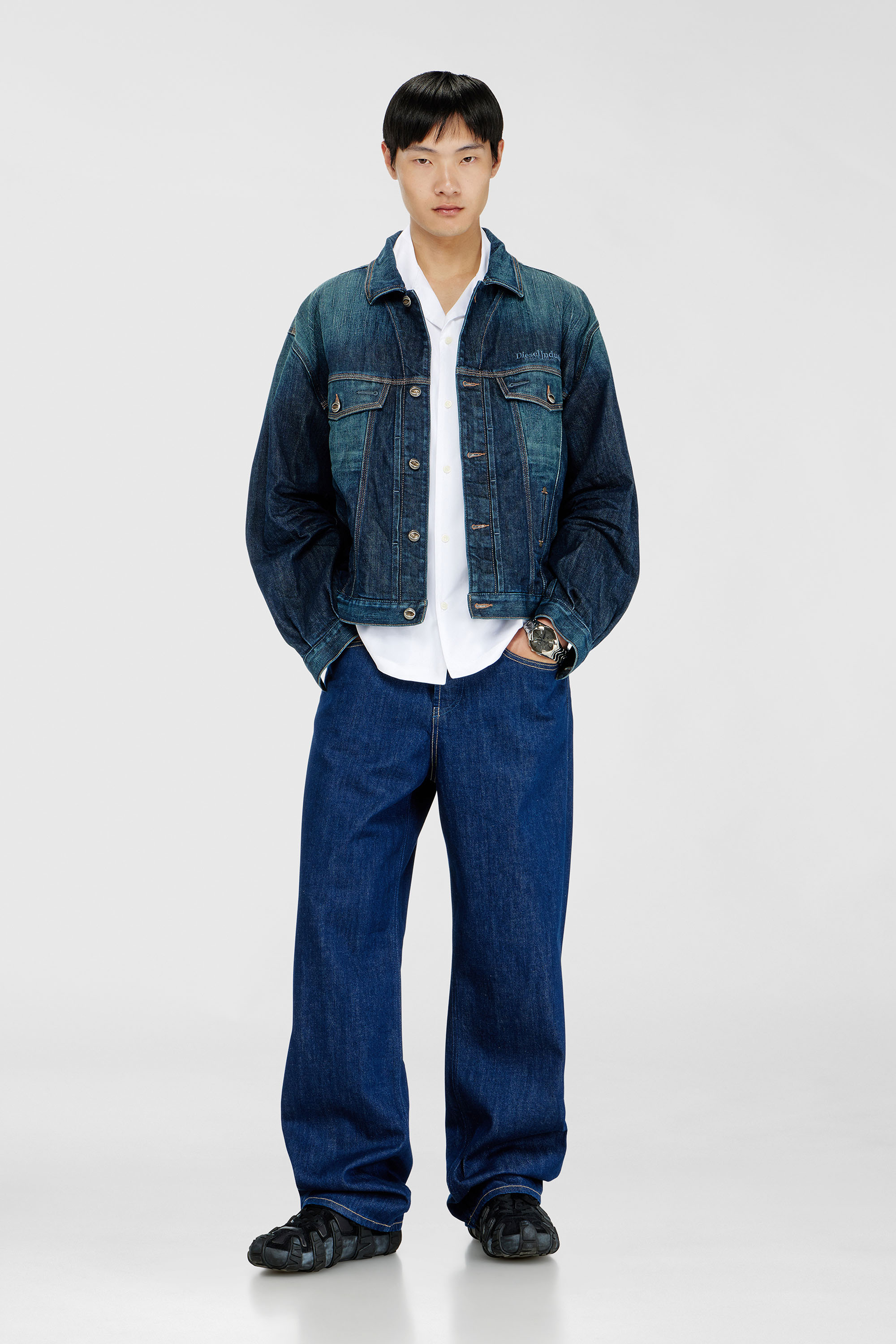 Diesel - S-MAC-GSBH, Man's Stretch poplin shirt with Oval D embroidery in White - 2
