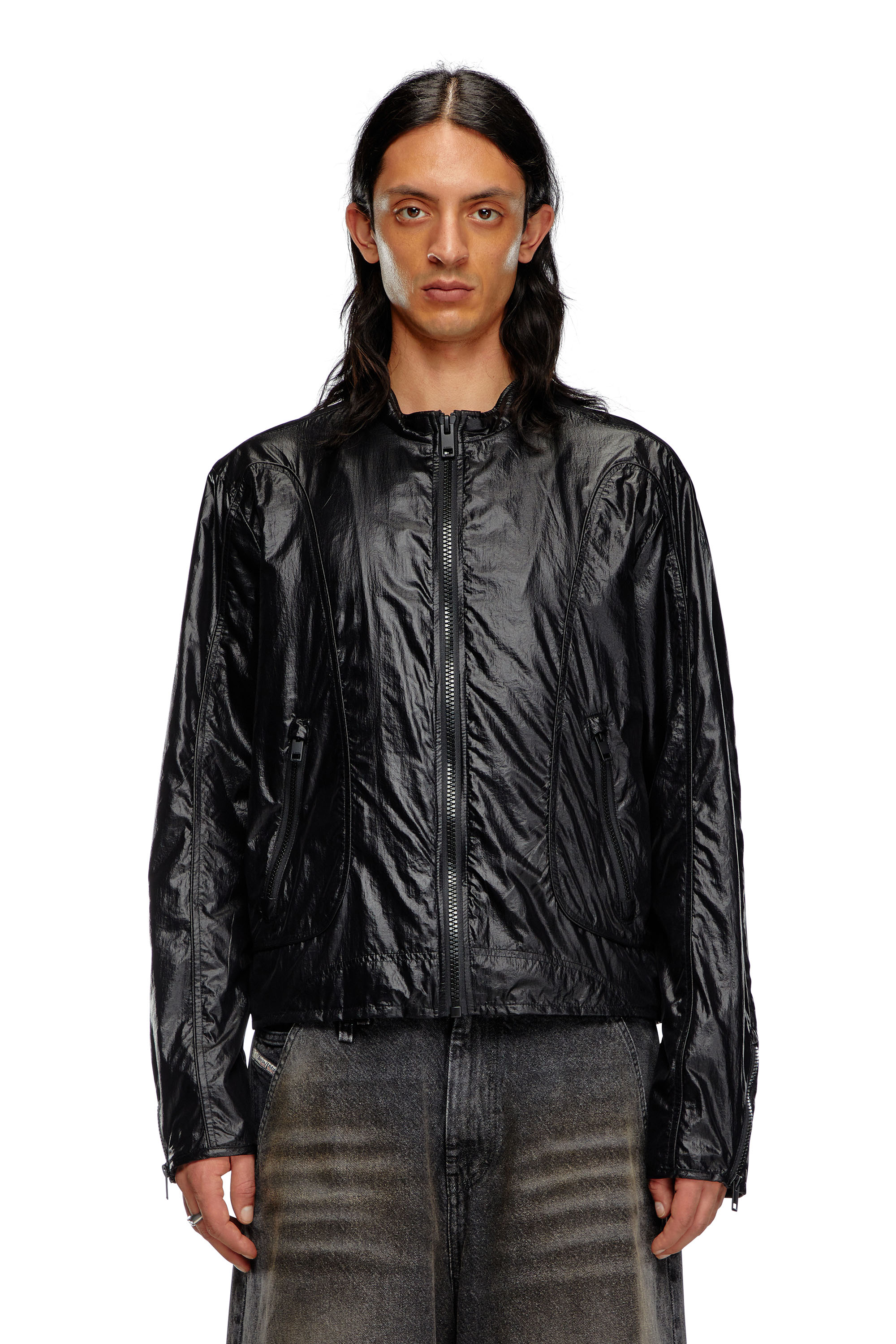 J-GLORY-NW Man: Biker jacket in cotton-touch nylon | Diesel