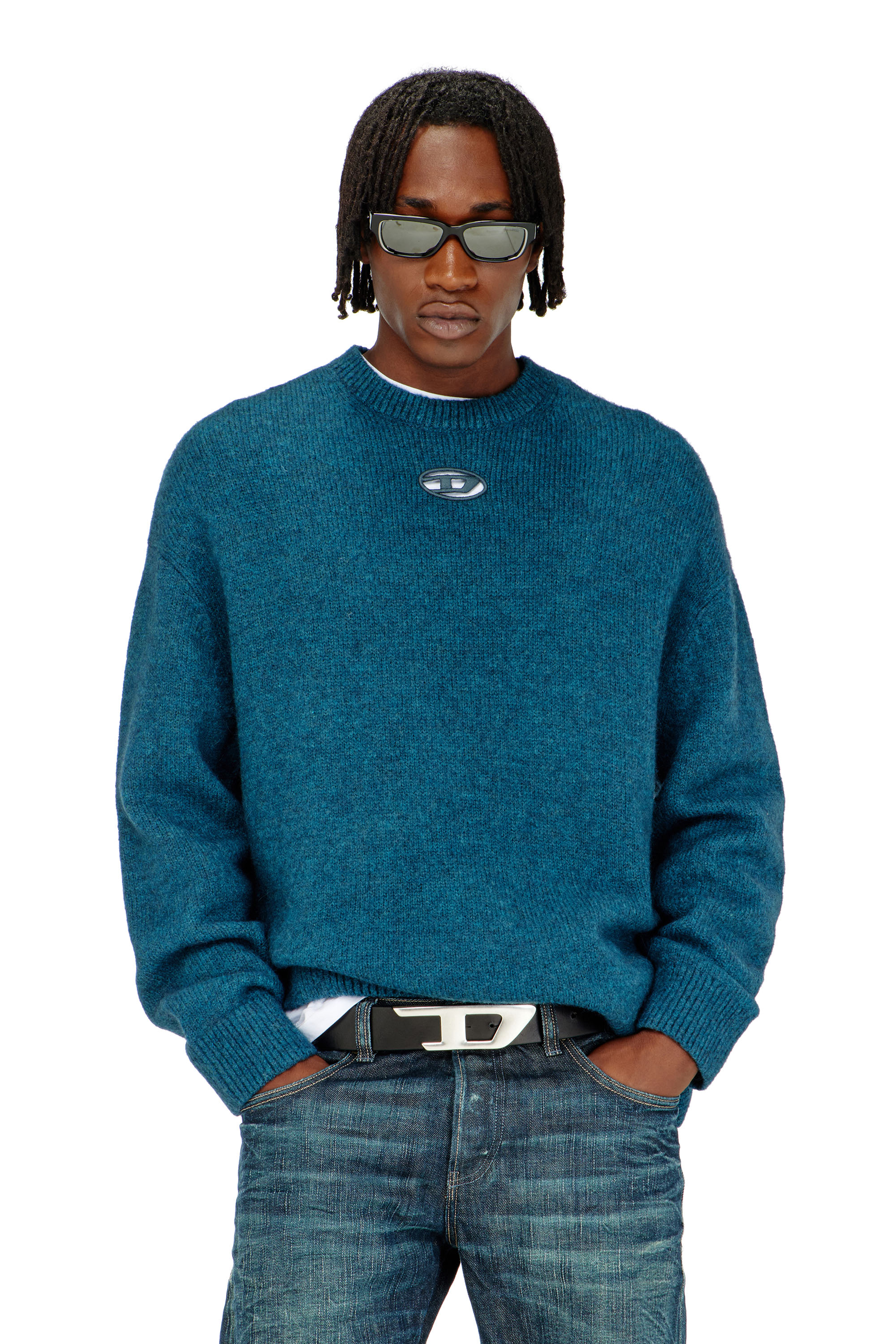 Diesel - K-AREESO, Man's Jumper in wool and alpaca blend in Water Green - 3