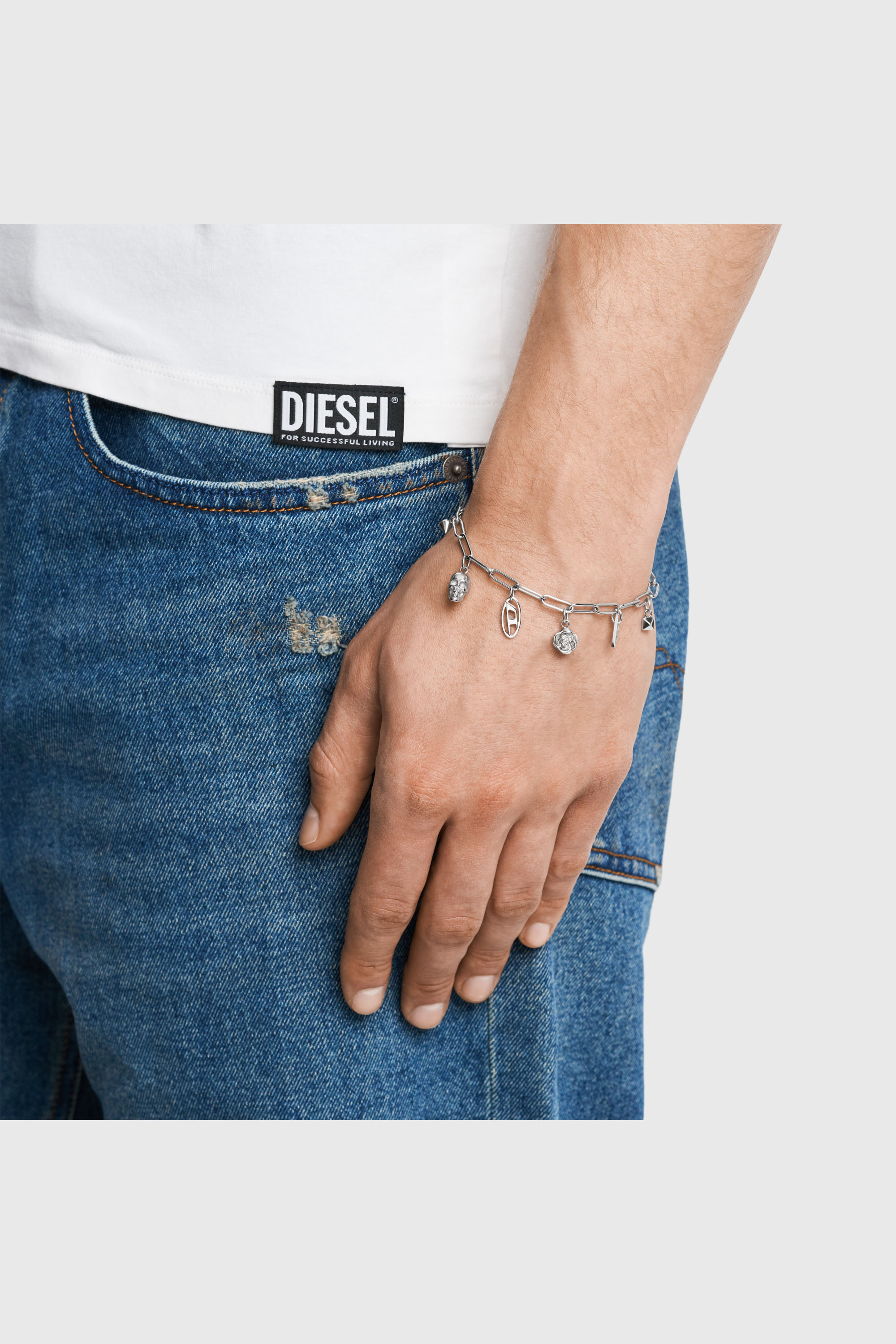 Diesel - DX1604040, Unisex's Stainless Steel Charm Bracelet in Silver - 4