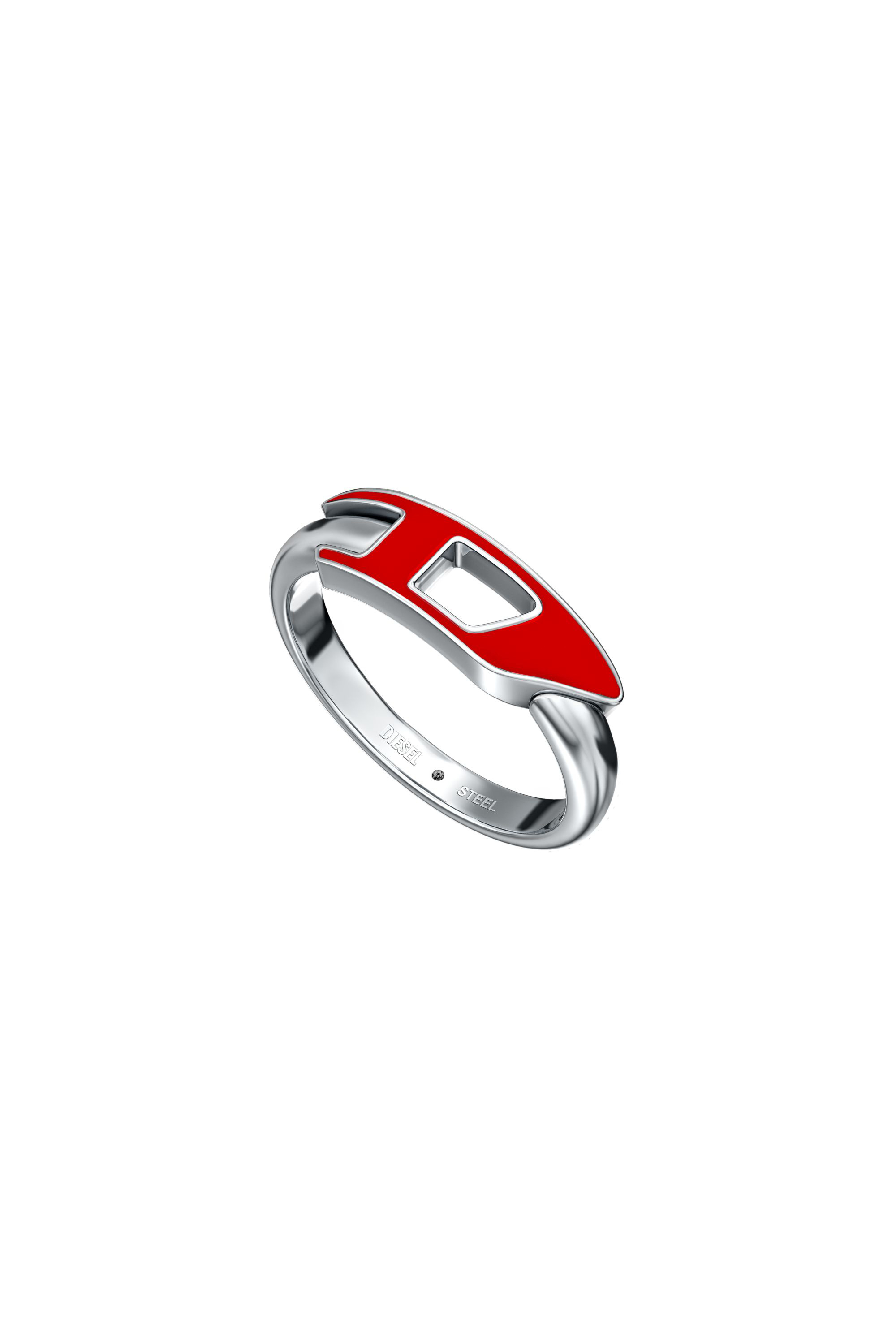 Diesel - DX1688040 JEWELLERY, Unisex's Stainless steel band ring in Silver/Red - 4