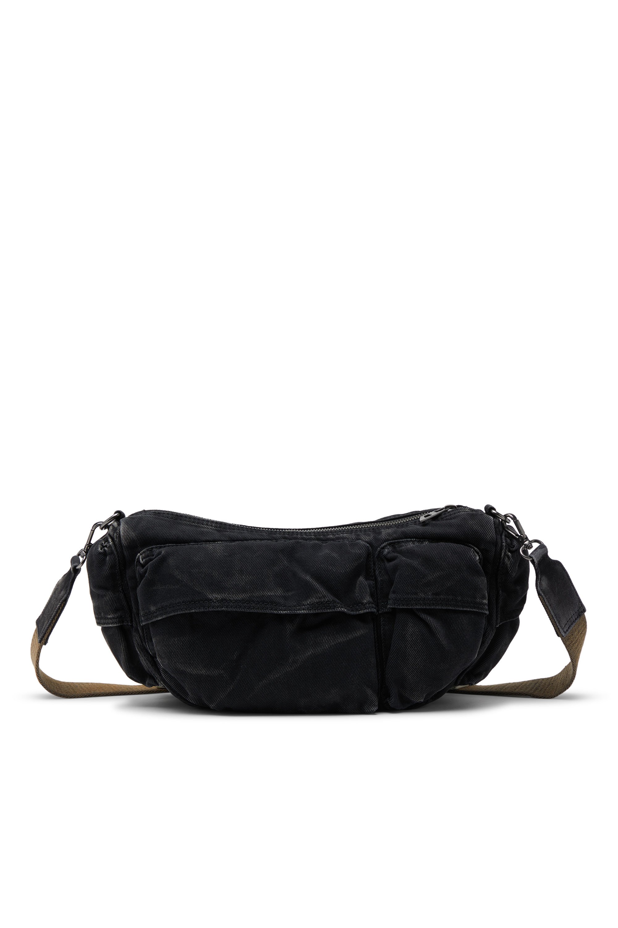 Diesel - MULTI-PKTS SHOULDER BAG X, Unisex's Multi-Pkts-Multipocket bag in washed denim in Black - 2