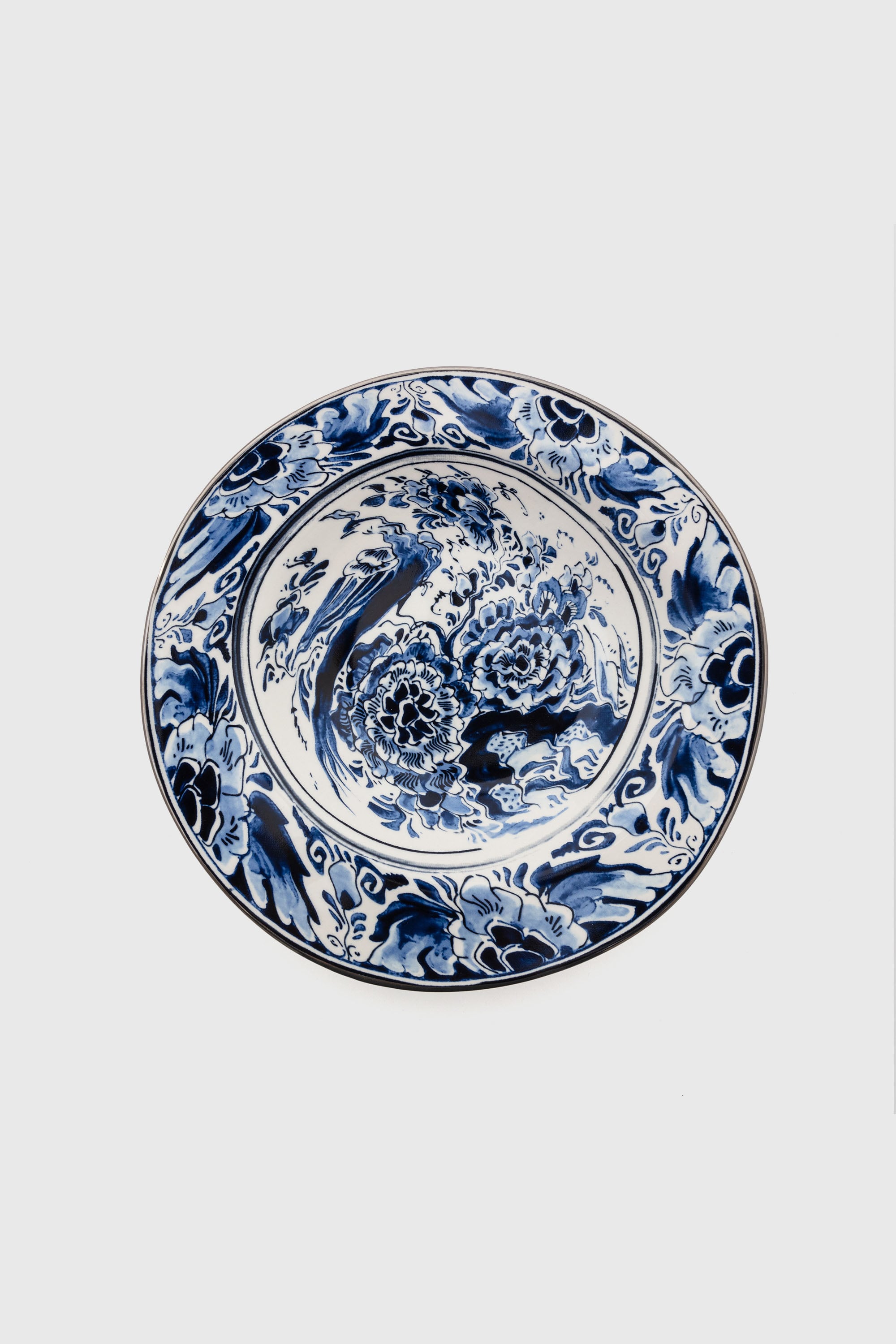 Diesel - 11222 SOUP PLATE IN PORCELAIN "CLASSIC O, Unisex's Pocelain soupe plate in White/Blue - 1