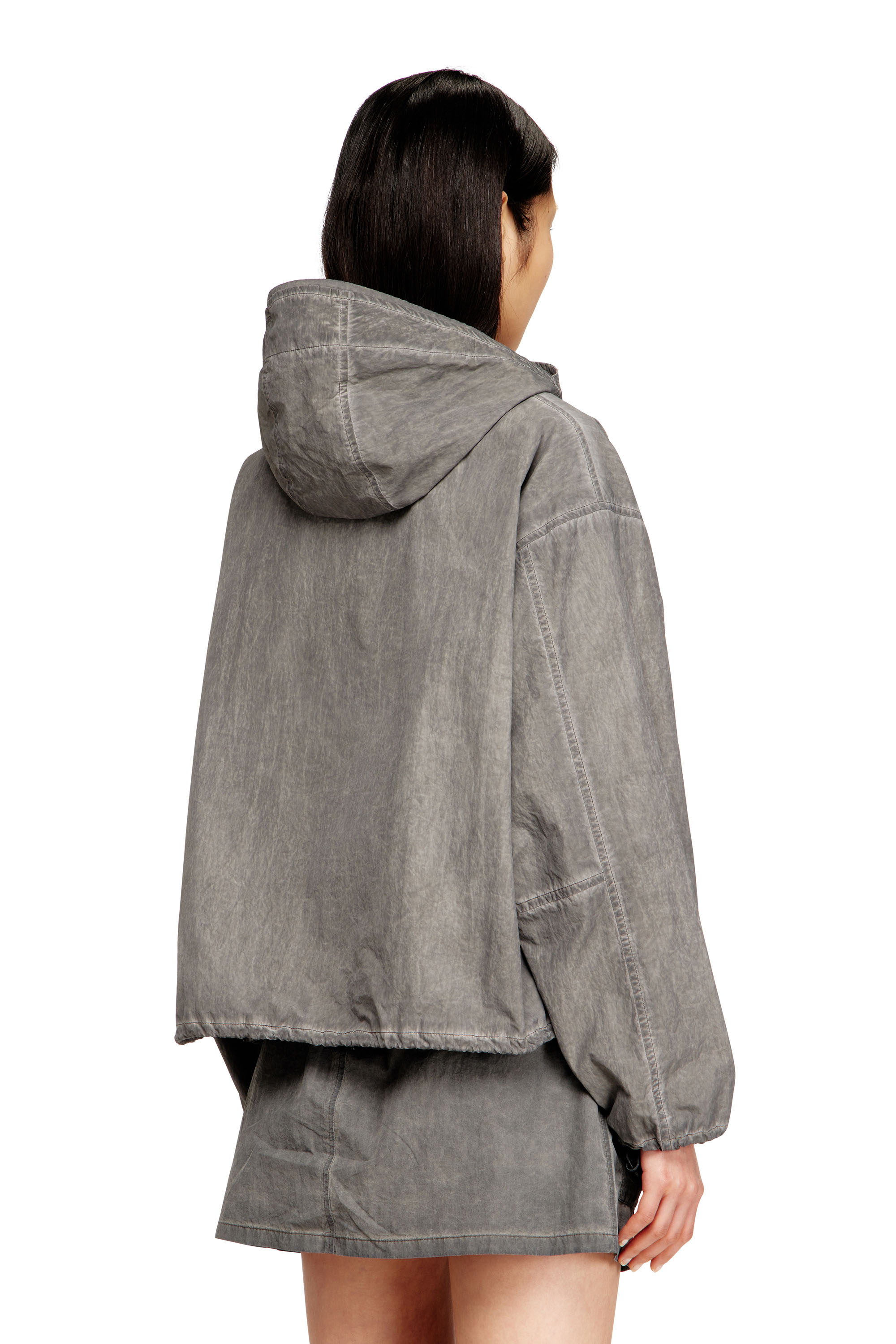 Diesel - G-ORILLA, Woman's Hooded windbreaker in treated Taslan in Dark grey - 3
