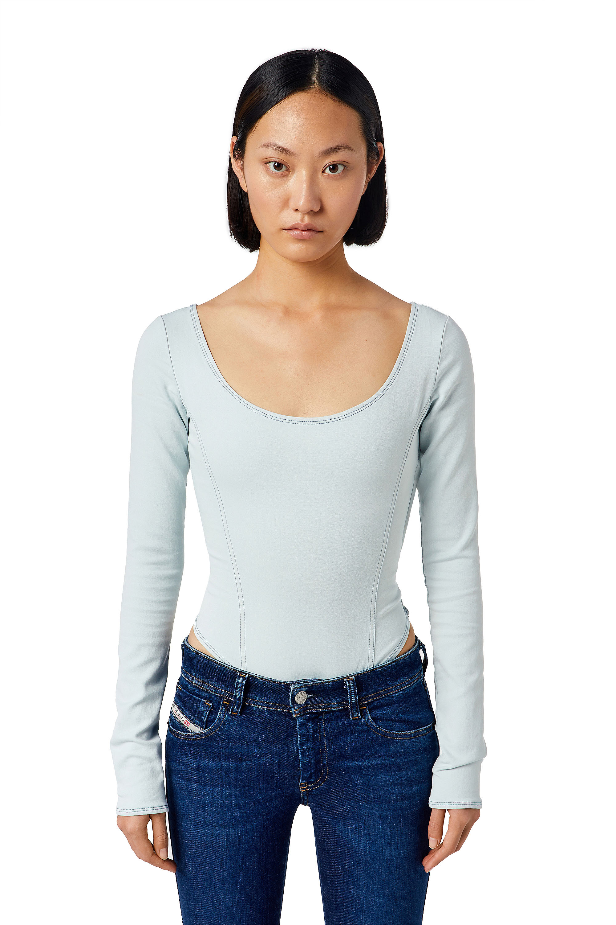 D-CHO TRACK DENIM JOGGJEANS, Light Blue - Tops