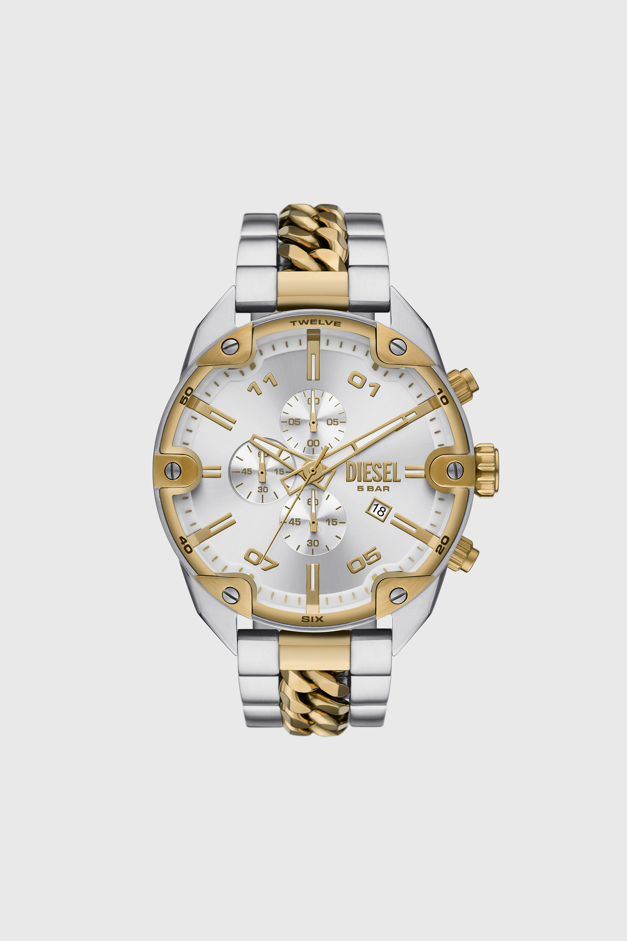 Diesel - DZ4629, Man's Spiked Stainless Steel Watch in Silver - 1