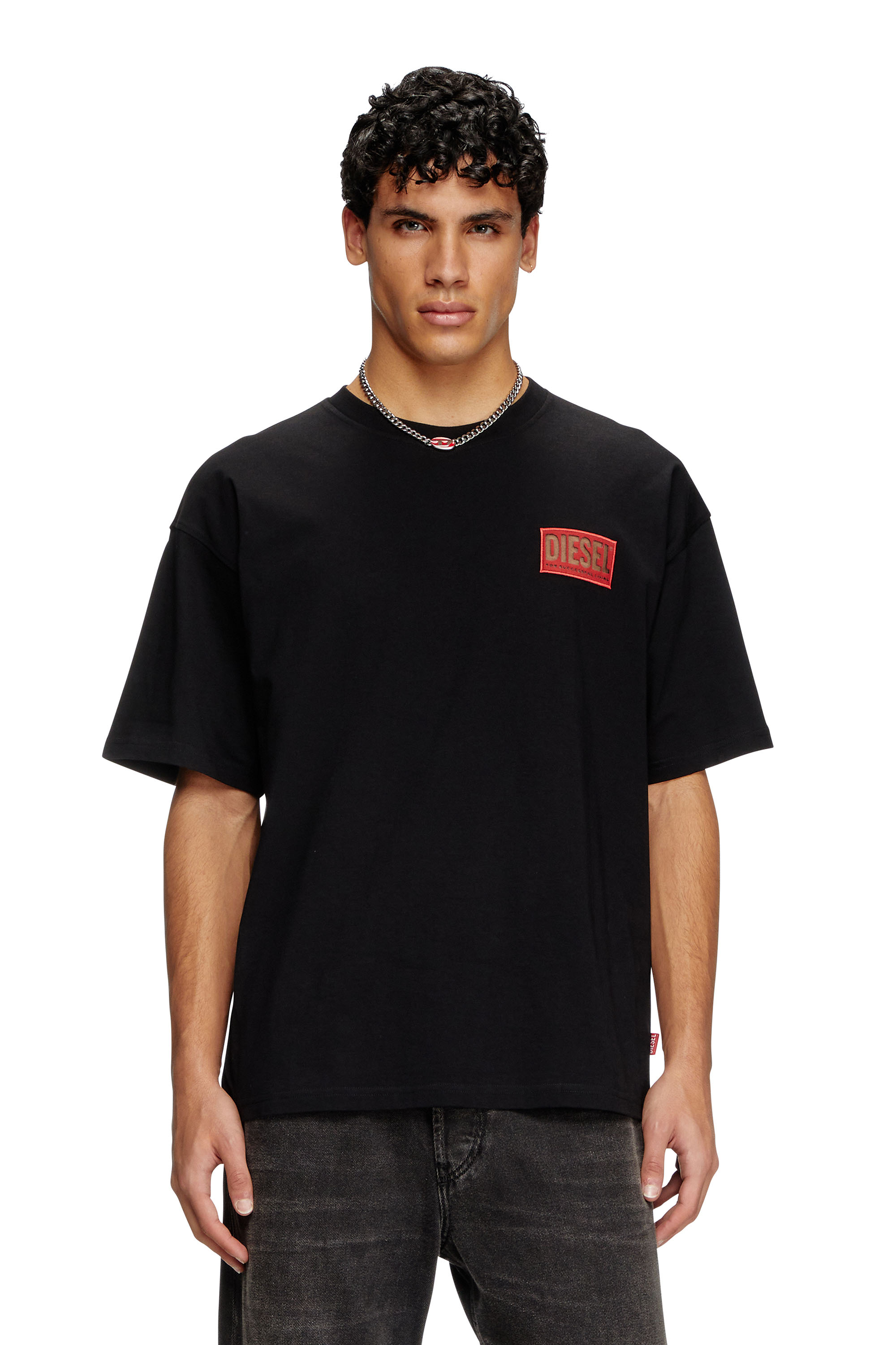 Diesel - T-BOXT-R31, Man's T-shirt with logo patch in Black - 3