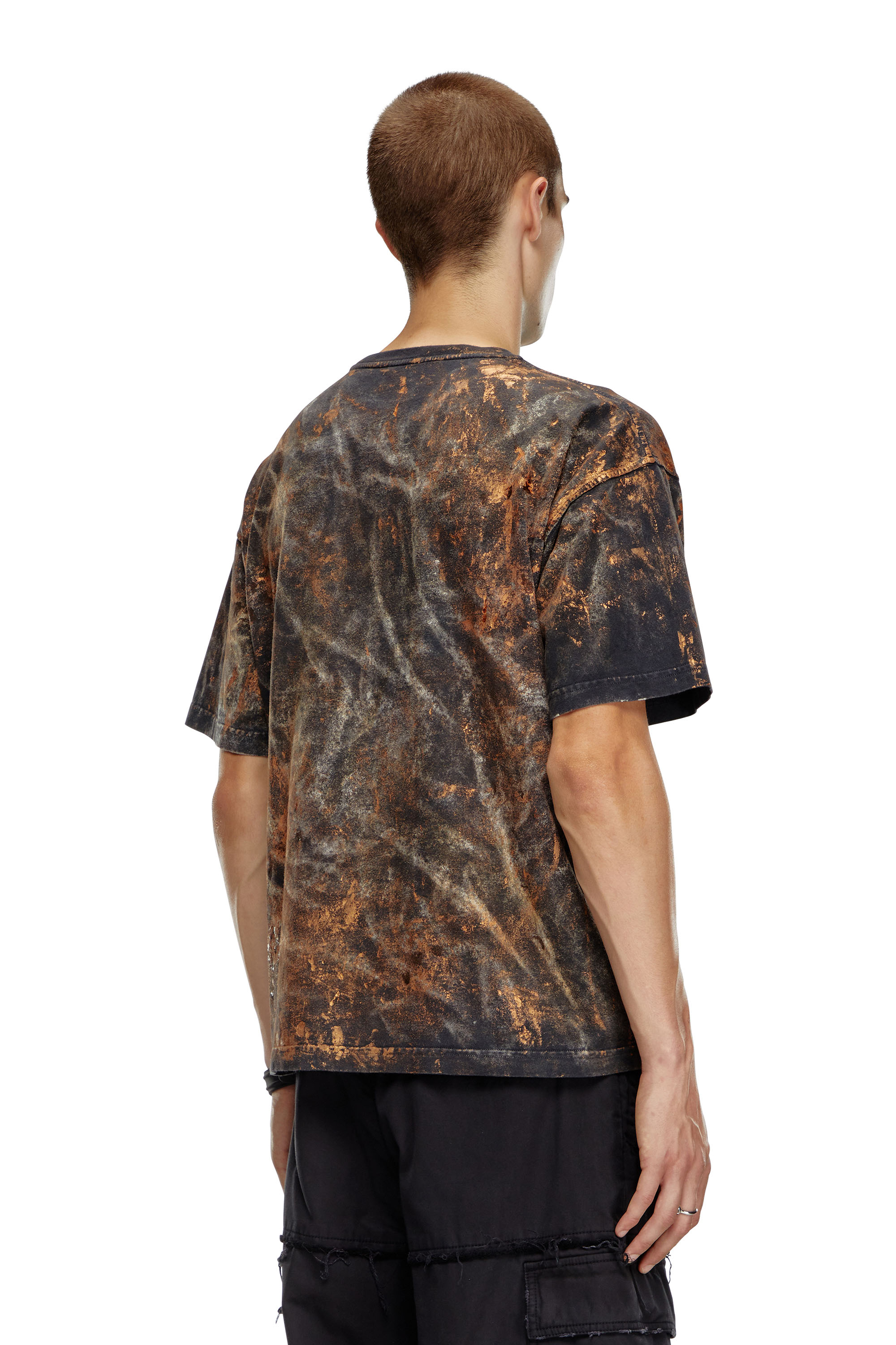 Diesel - T-BOXT-Q12, Man's Dirty-effect T-shirt with logo lettering in Brown - 4