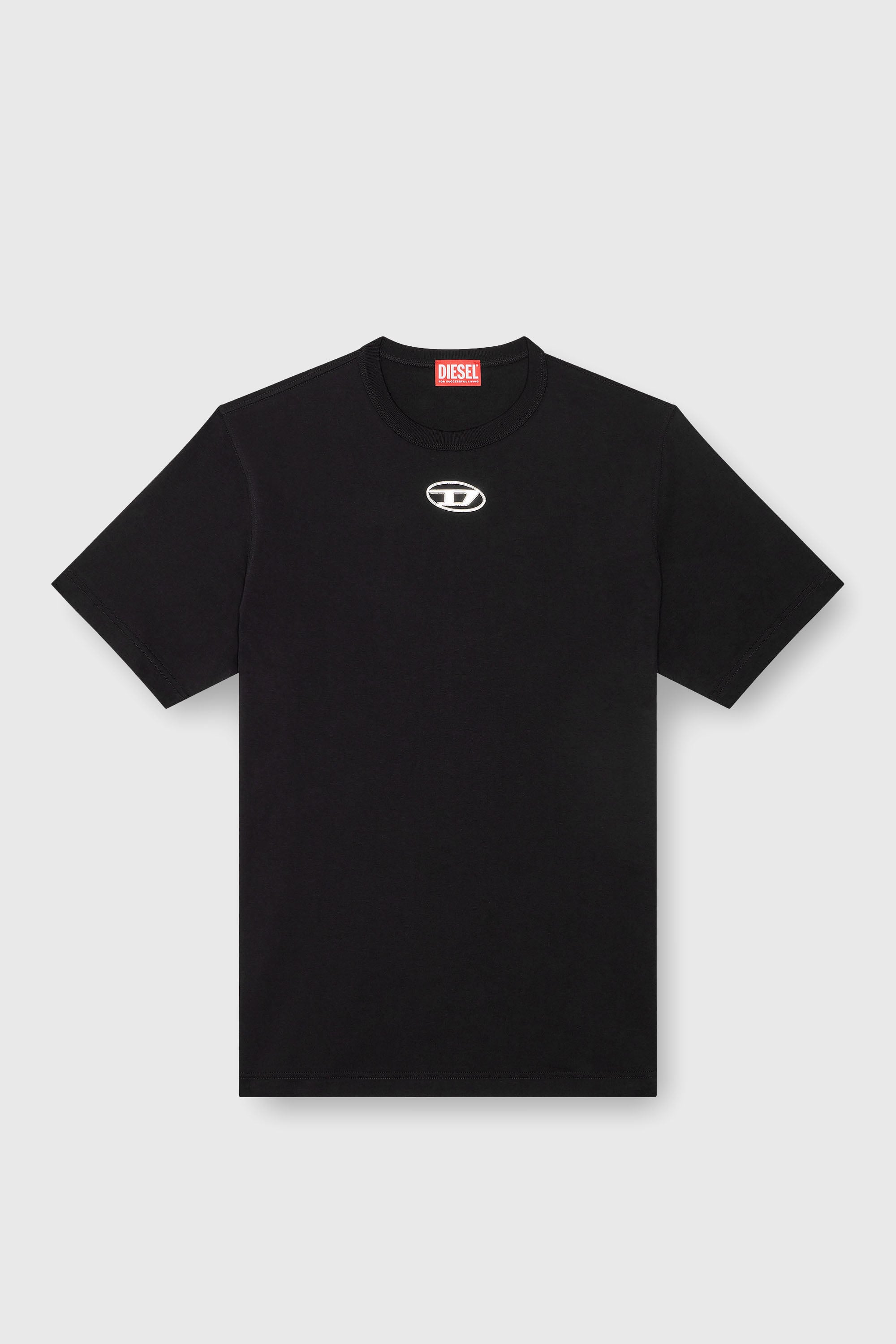 Diesel - T-ADJUST-OD, Man's T-shirt with metallic Oval D in Black - 2