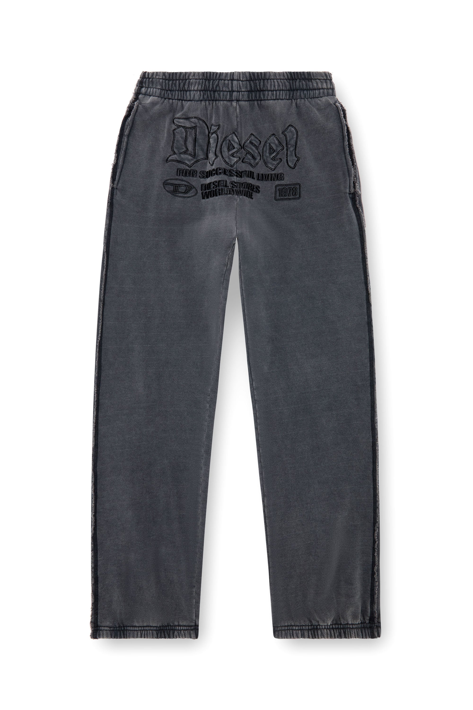 Men's Track pants with embroidered logos | Black | Diesel GB