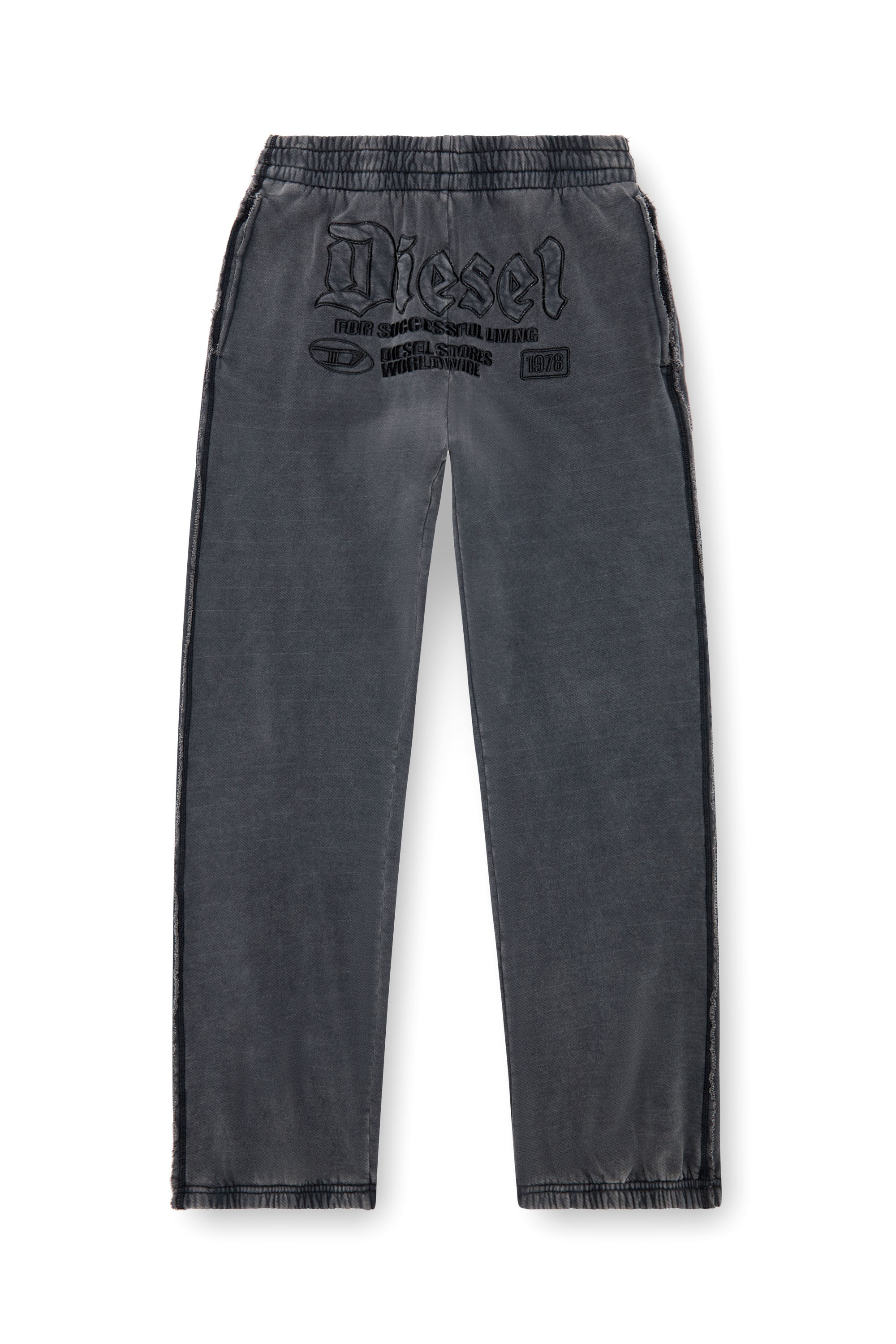 Diesel - P-MARKY-RAW, Man's Track pants with embroidered logos in Black - 2