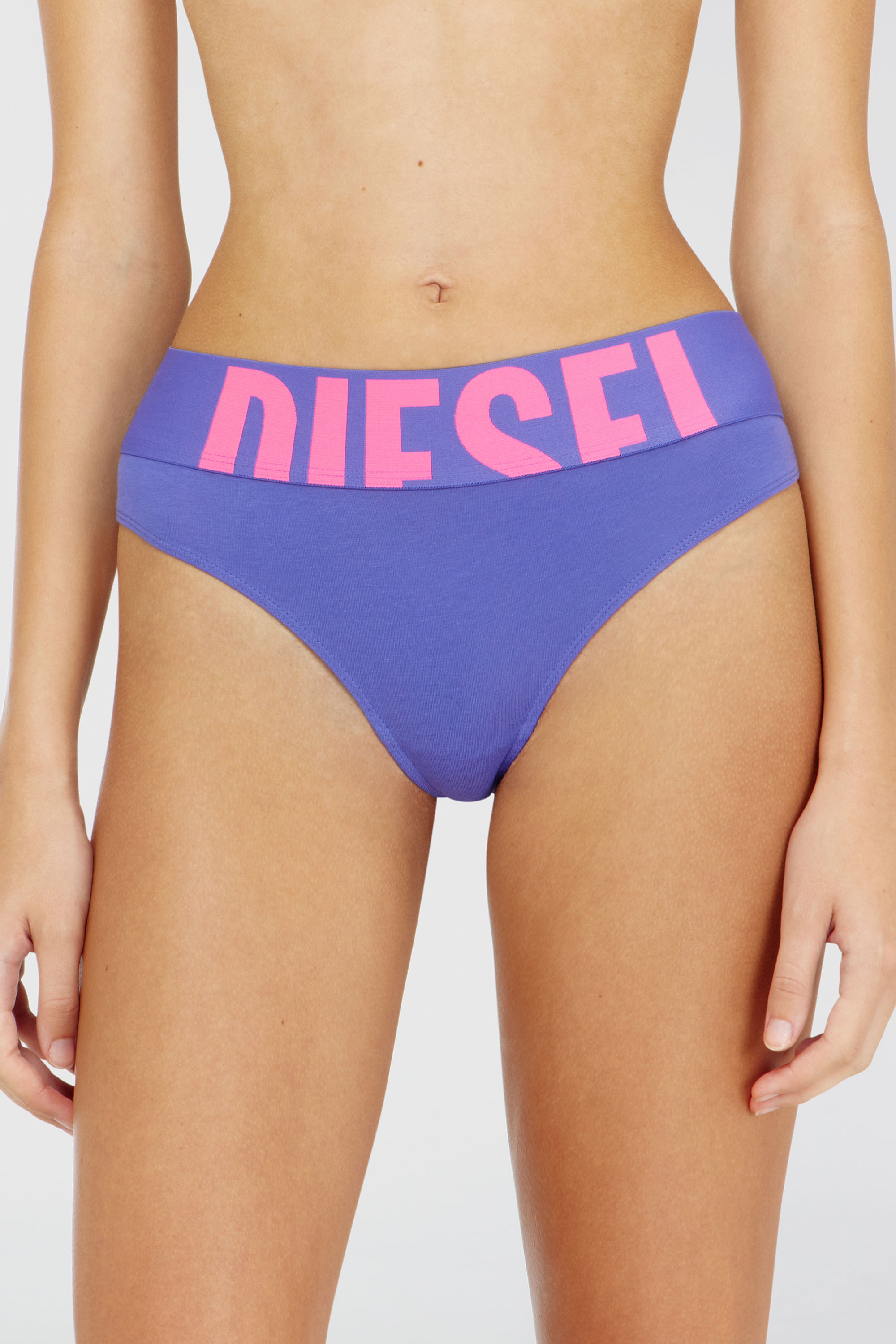 Diesel - UFST-STARS-THREEPACK, Woman's Three-pack thongs with cut-off logo in Violet/Blue - 3