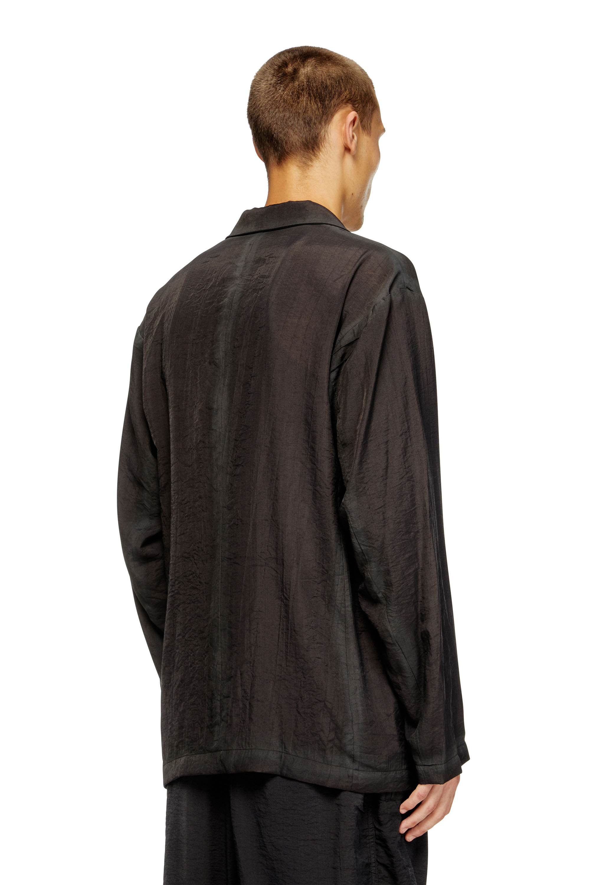 Diesel - J-KEYSERY, Man's Double-breasted blazer in wrinkled shell in Black - 4