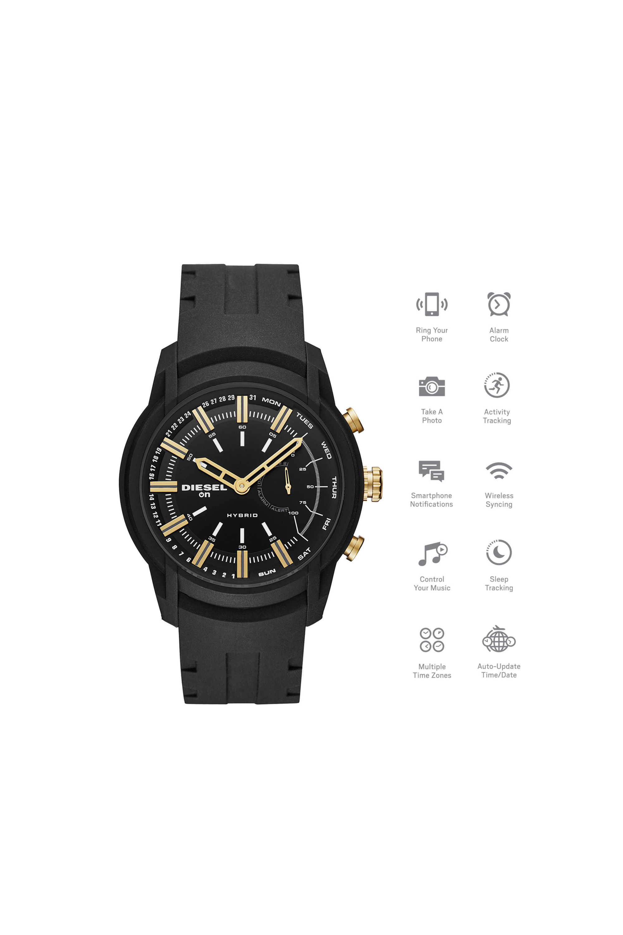 DT1014 Man: Armbar Hybrid black silicone smartwatch, 44 mm
