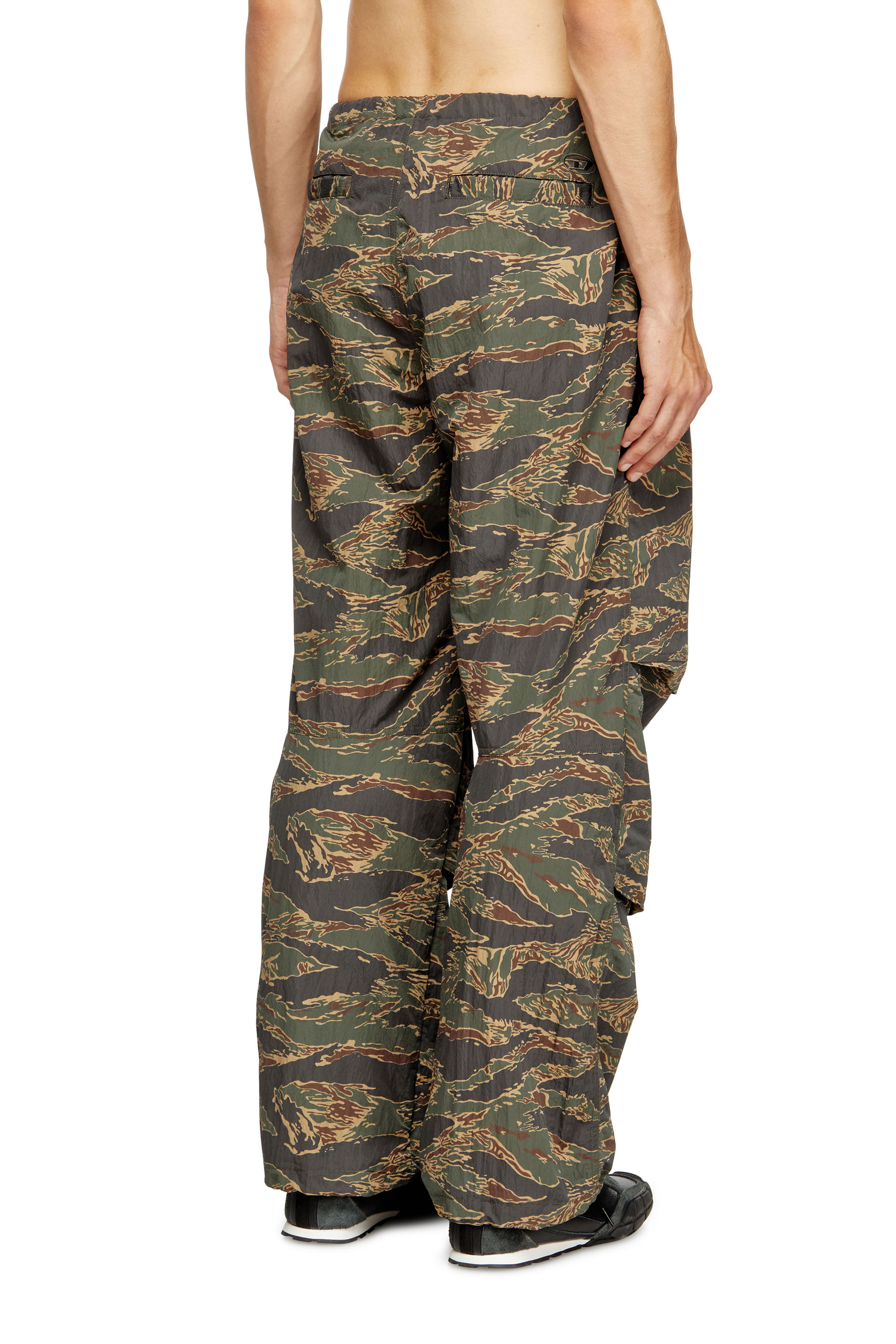 Diesel - P-ANIC, Man's Cargo pants in camo-print nylon in Military Green - 4