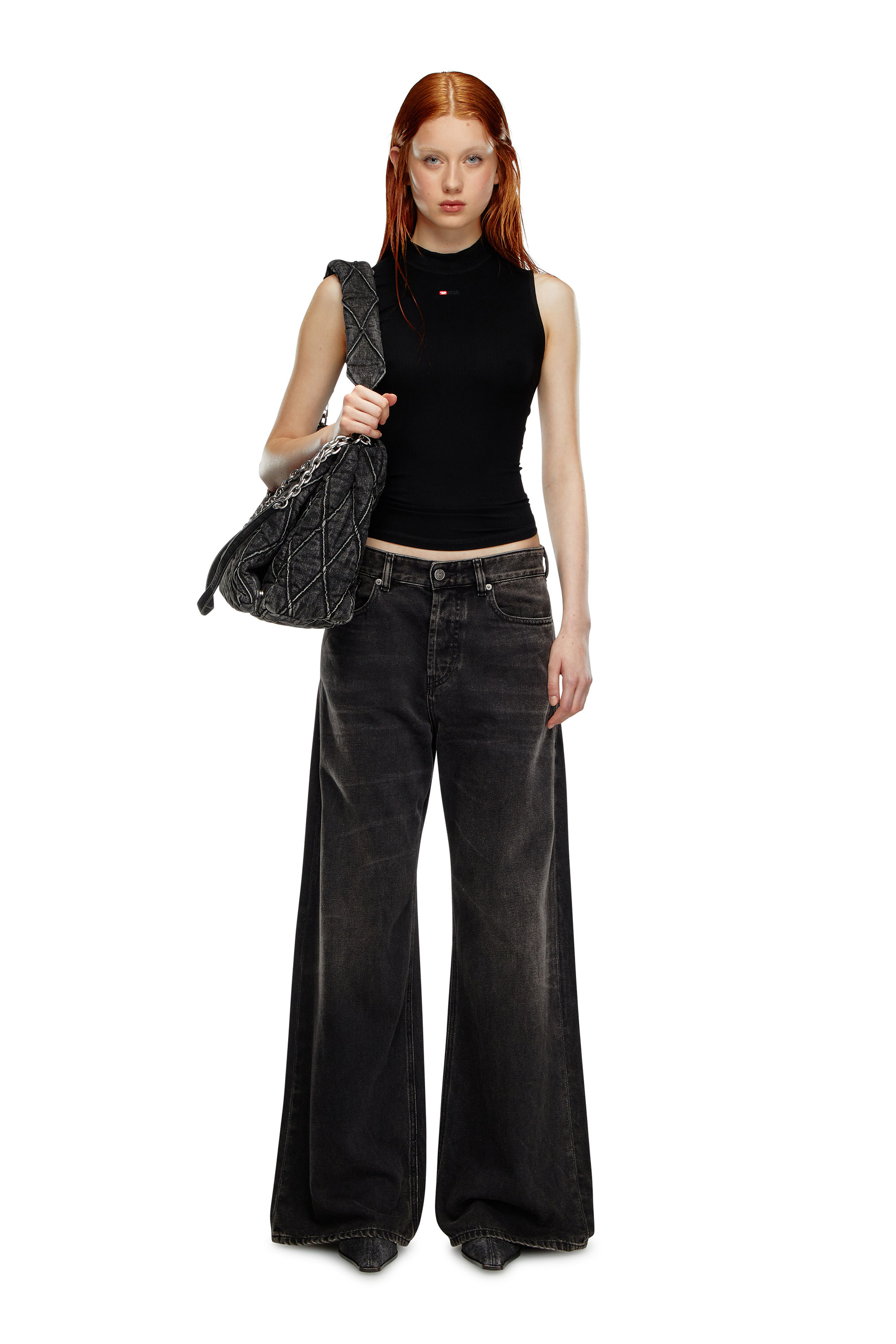 Diesel - Woman Straight Jeans 1996 D-Sire 09J96, Black/Dark grey - Image 1