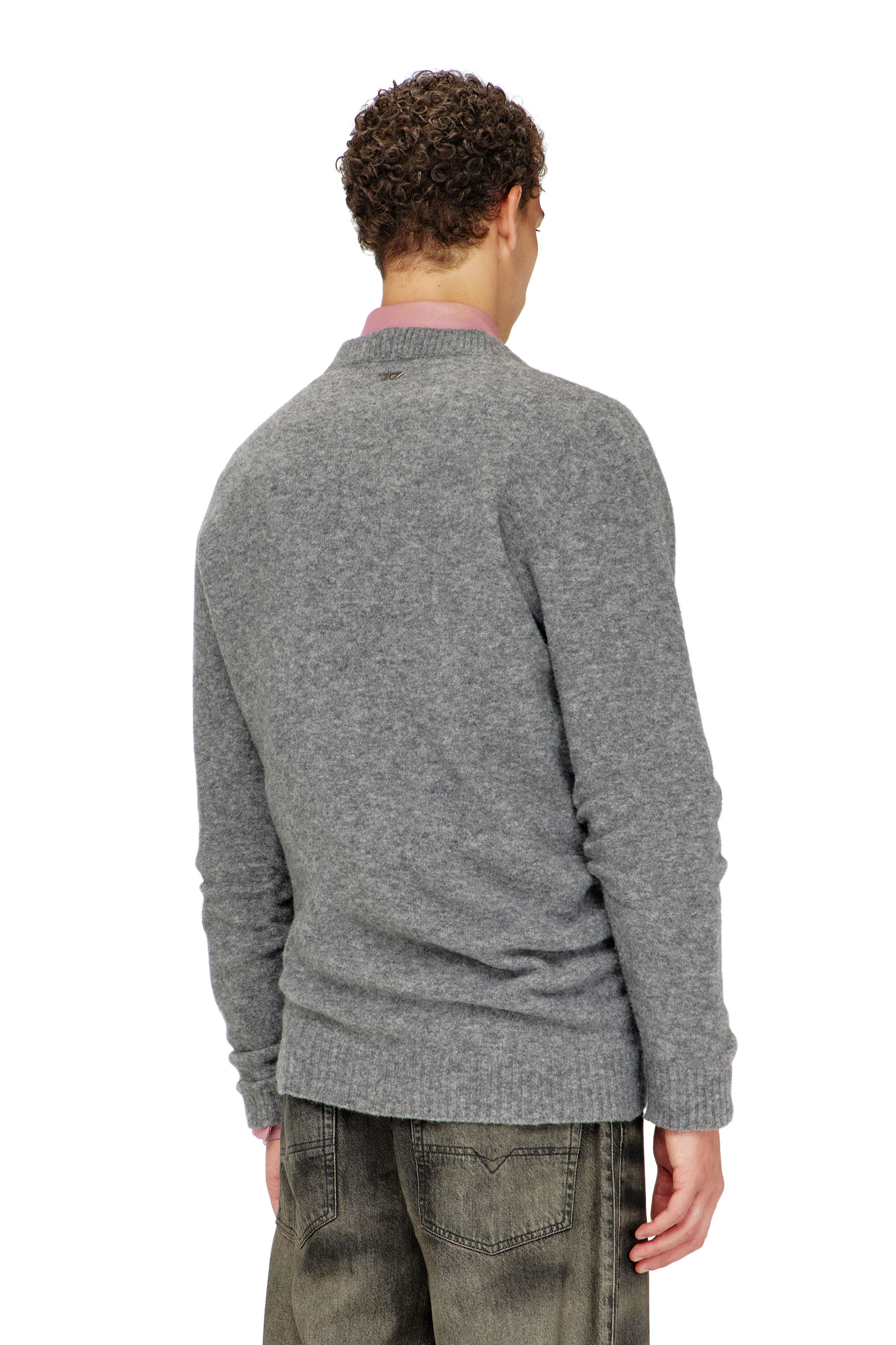 Diesel - K-ANDIE, Man's V-neck jumper in wrinkled boiled knit in null - 3