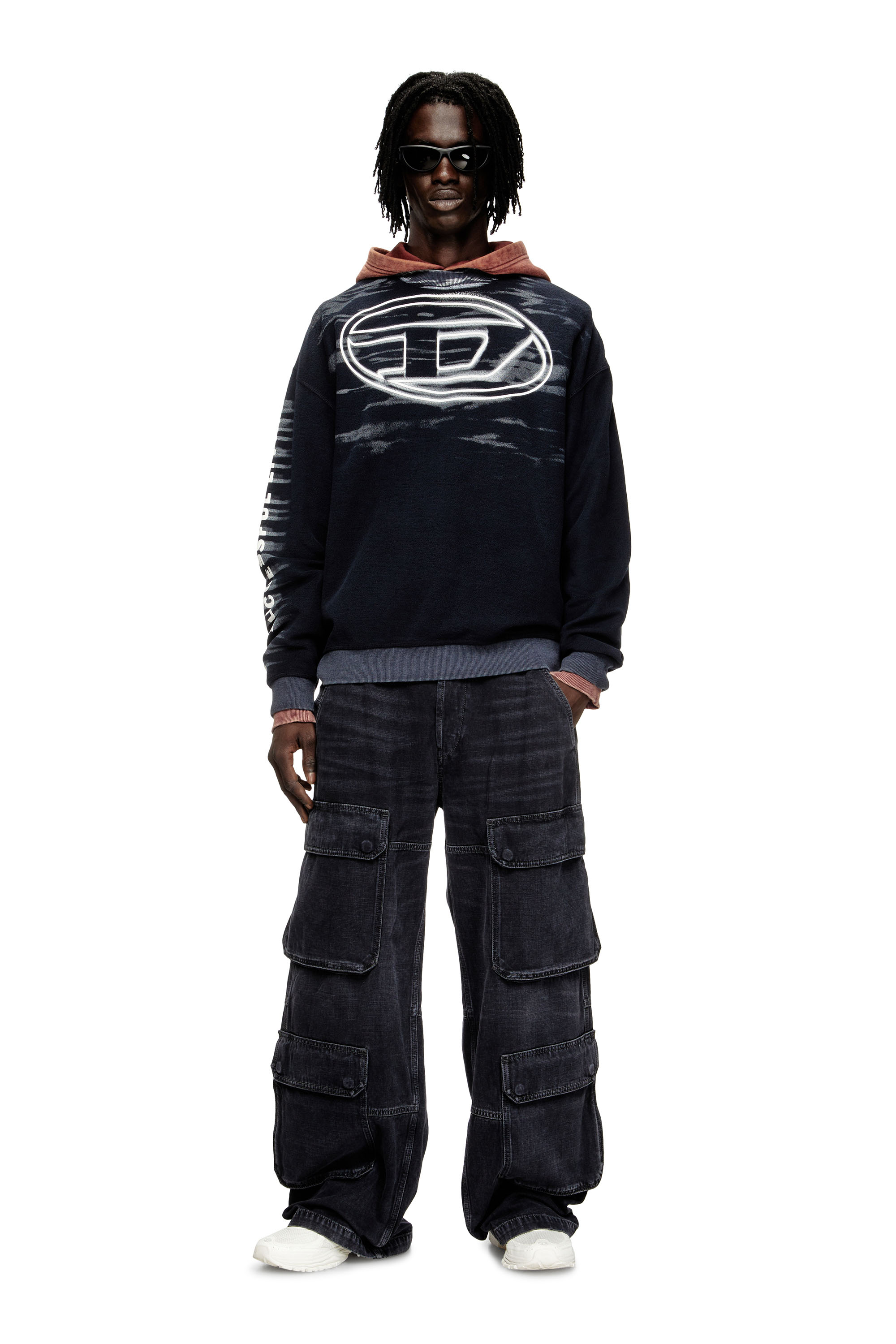 Diesel - S-BOXT-T1, Man's Cotton sweatshirt with Oval D print in Dark Blue - 2