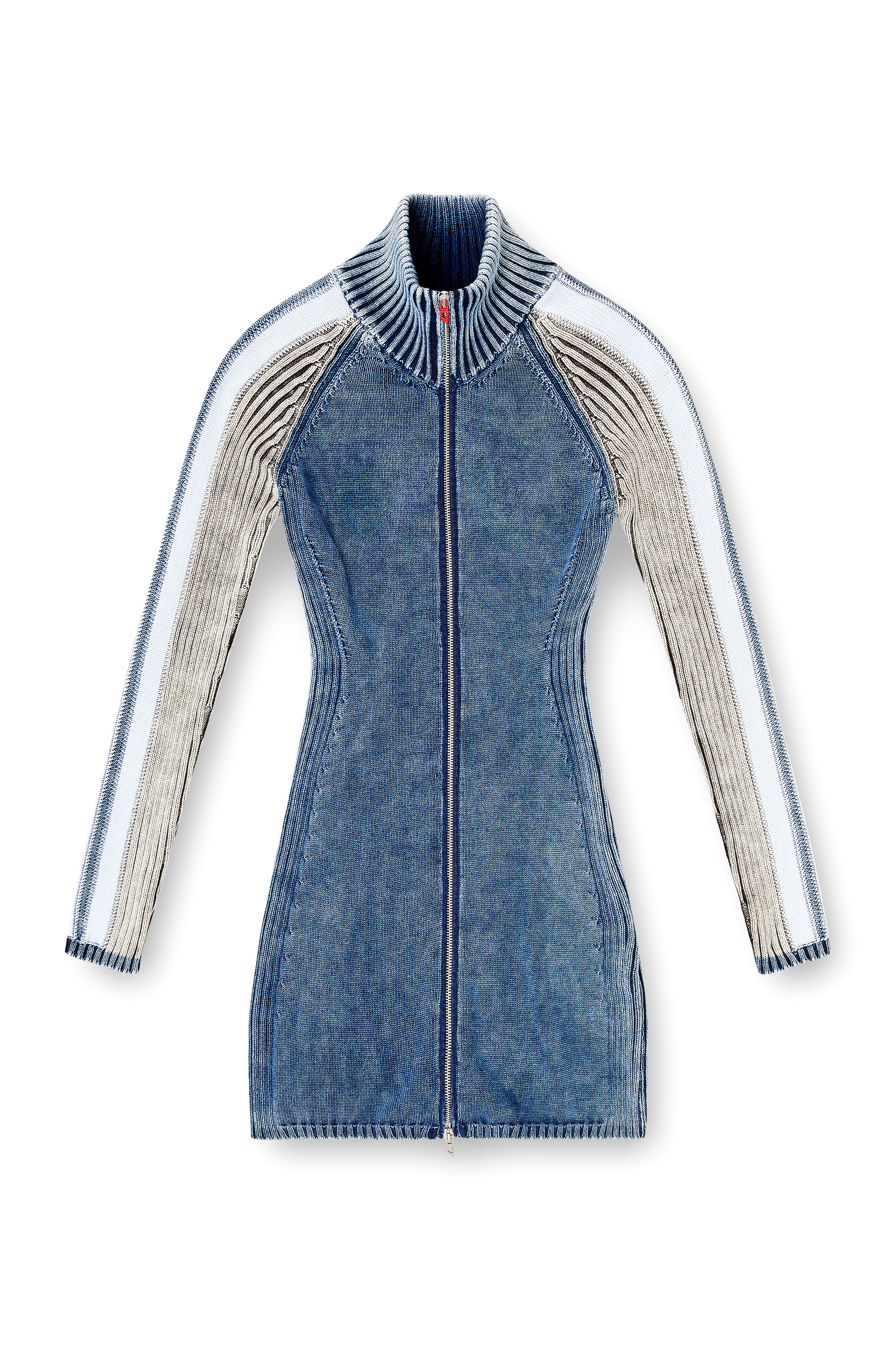 Diesel - M-ESTELLE, Woman's Turtleneck short dress in indigo knit in Blue - 1