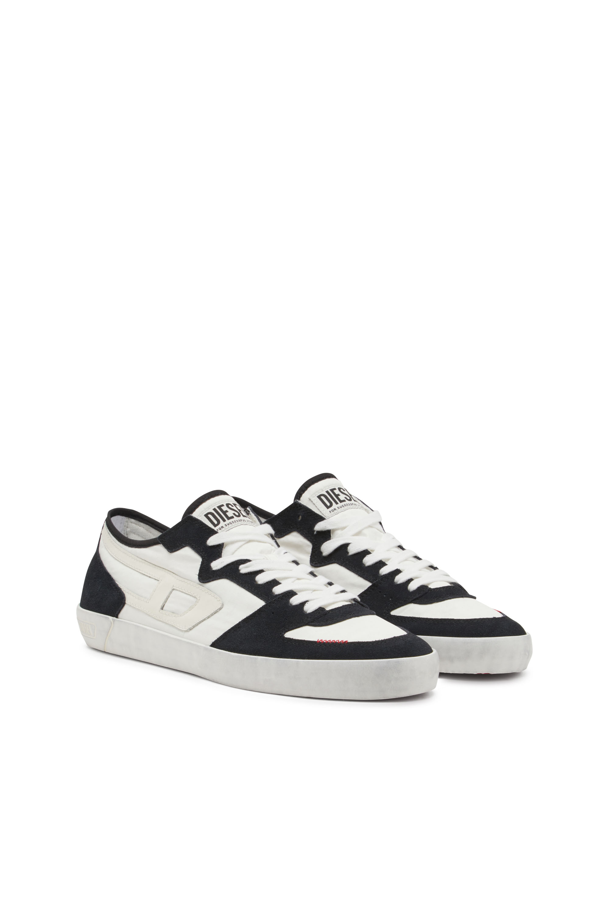 Diesel - S-LEROJI D-1 LOW, Man's Sneakers in padded ripstop and suede in Black/White - 2