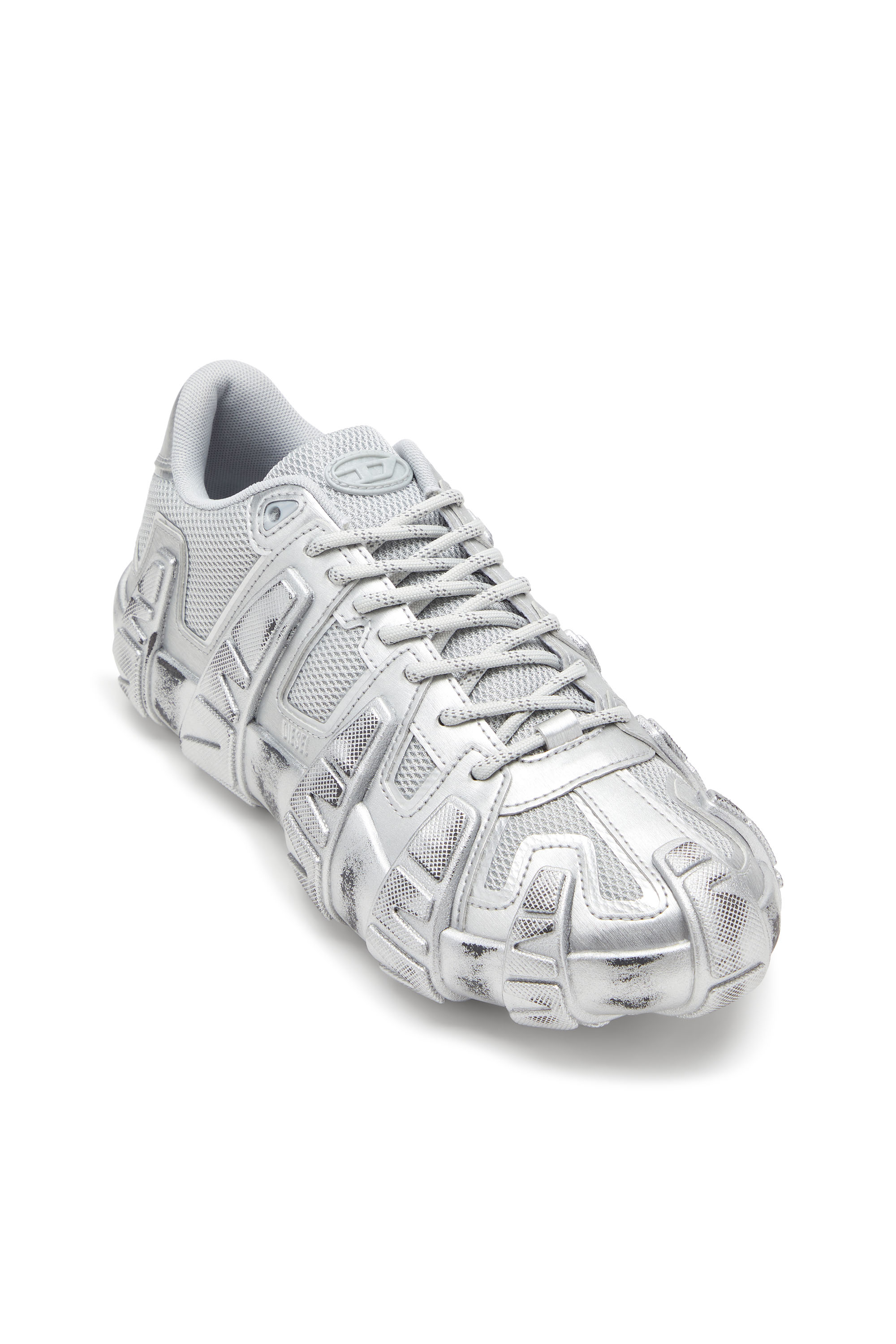 S-D-GRIFFE LOW, Silver Diesel - S-D-GRIFFE LOW, Man's S-D-Griffe-Metallic sneakers in mesh and PU in Silver - 6